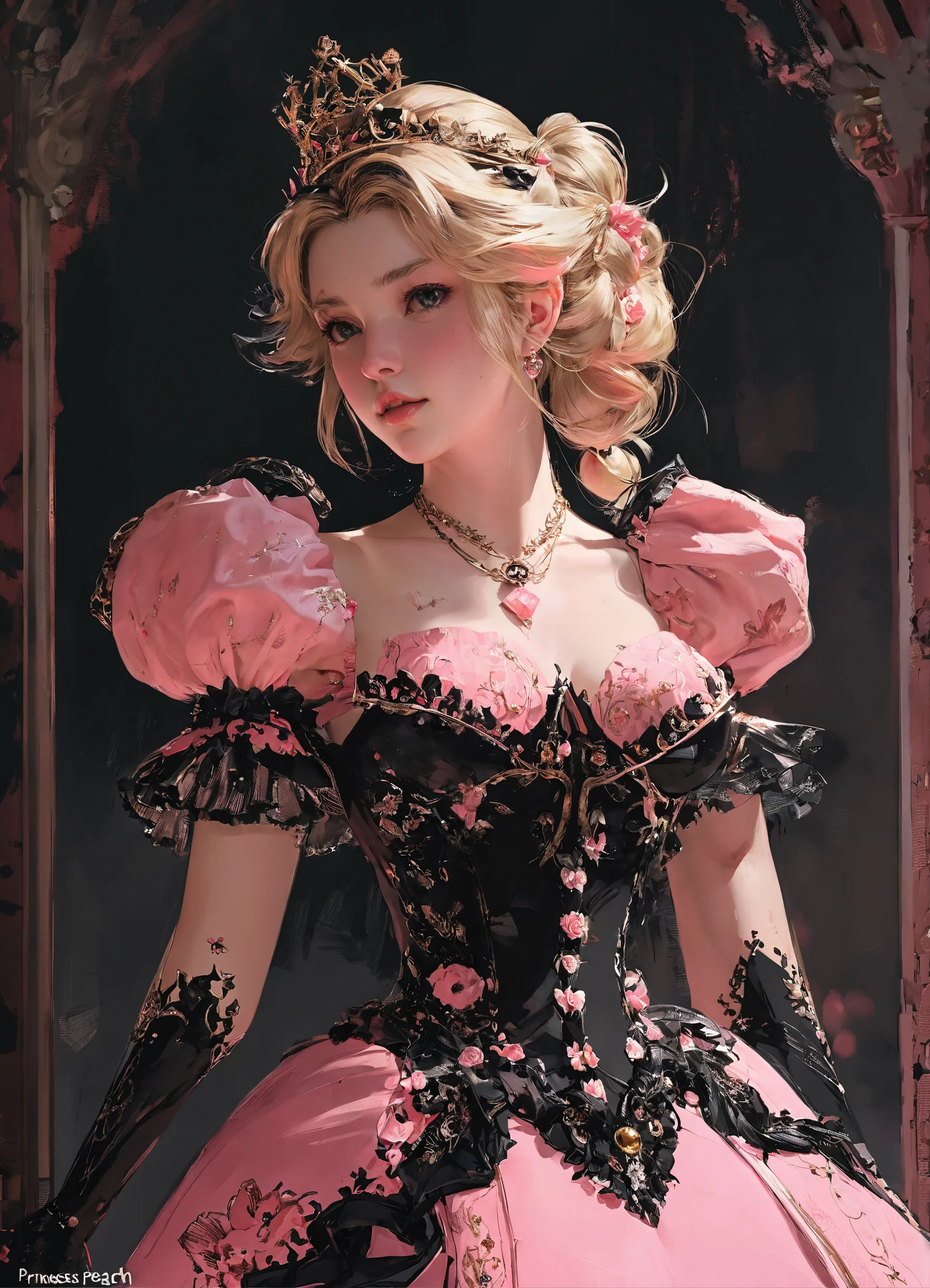 Lexica - Anime artwork of Princess Peach in a detailed intricate pink and  black dress, by wlop