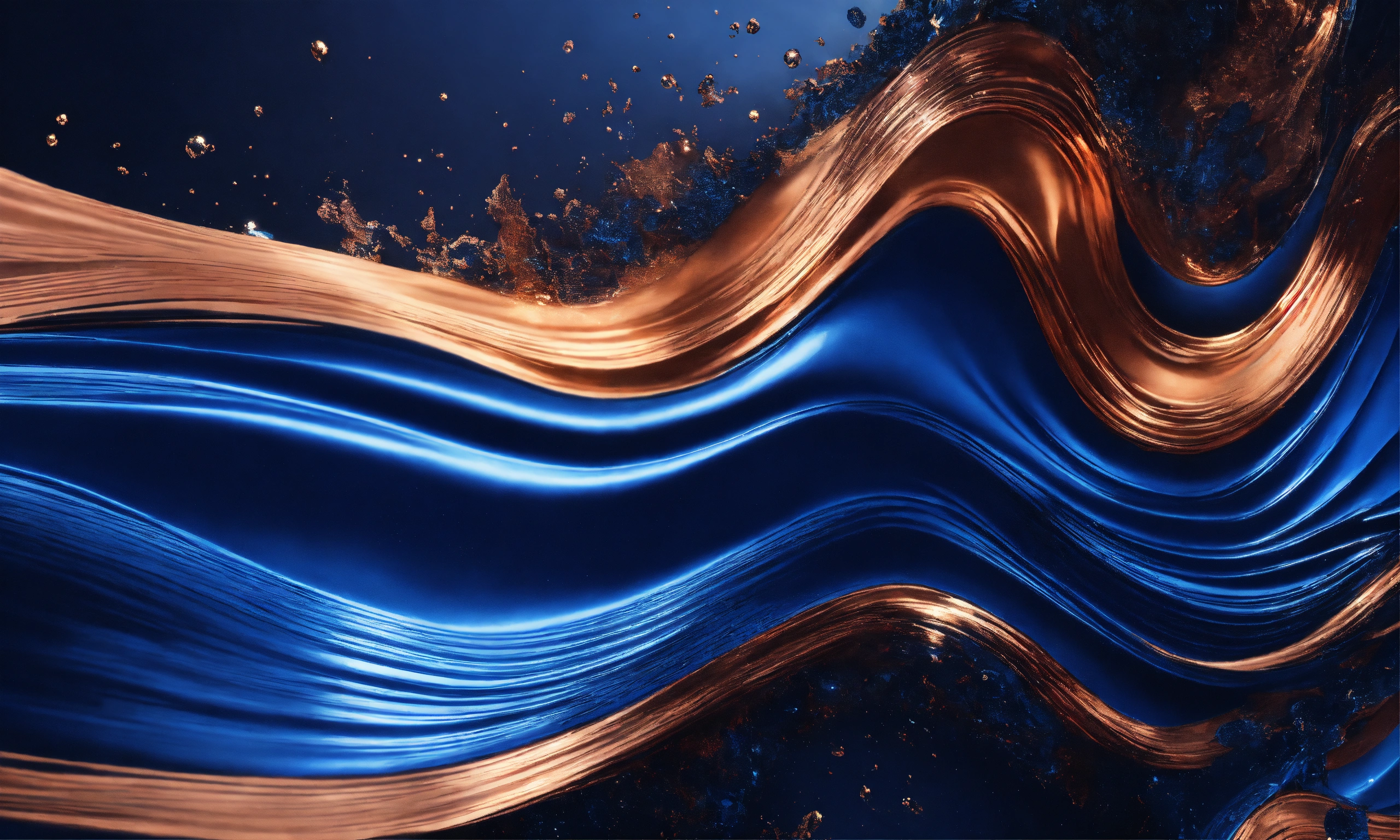 Lexica Luxury water splash of dark blue, add shimmering copper