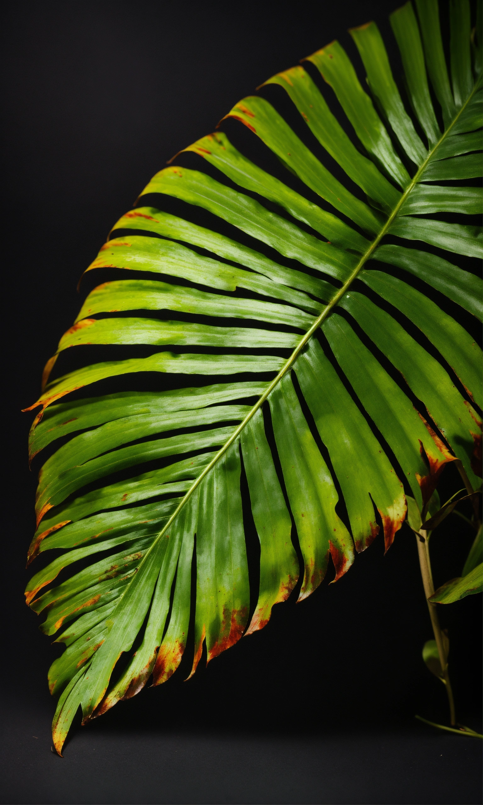 Lexica - One jungle leave on black background