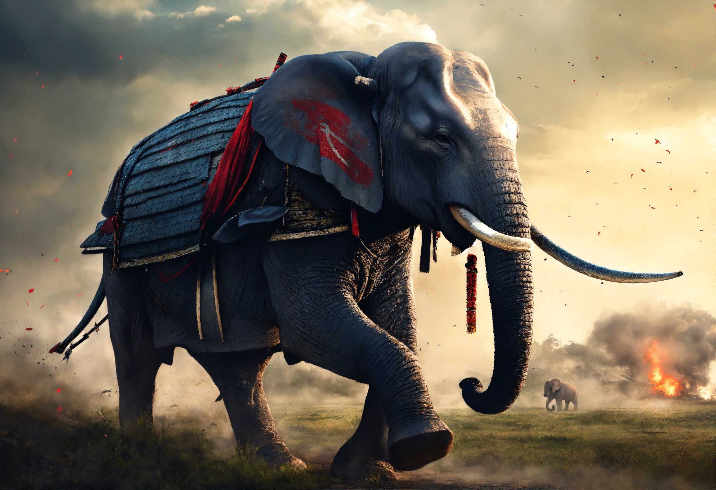 Lexica - Elephant samurai. Battlefield. Hyper realistic.