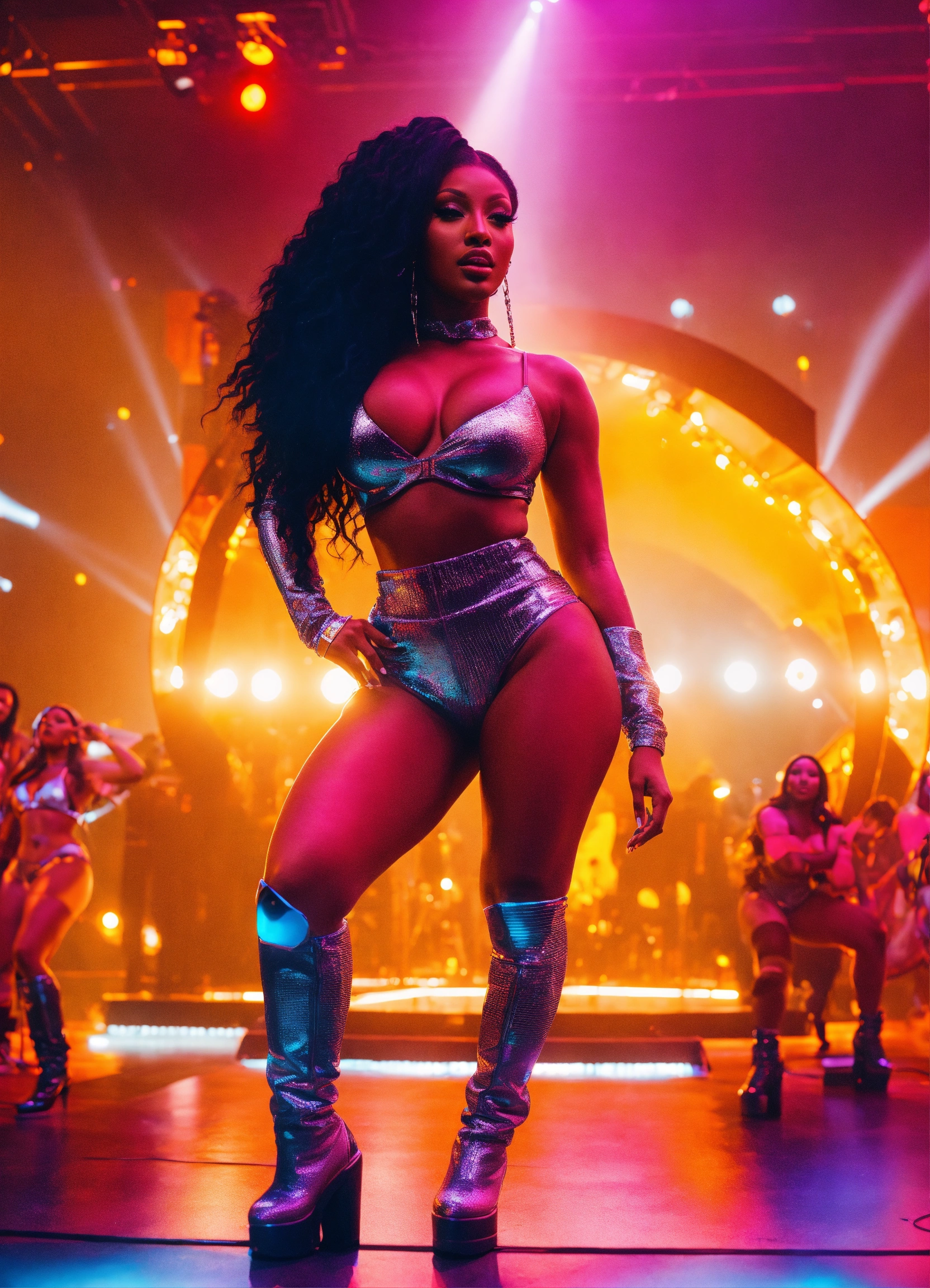 Lexica Megan The stallion standing on a futuristic performing