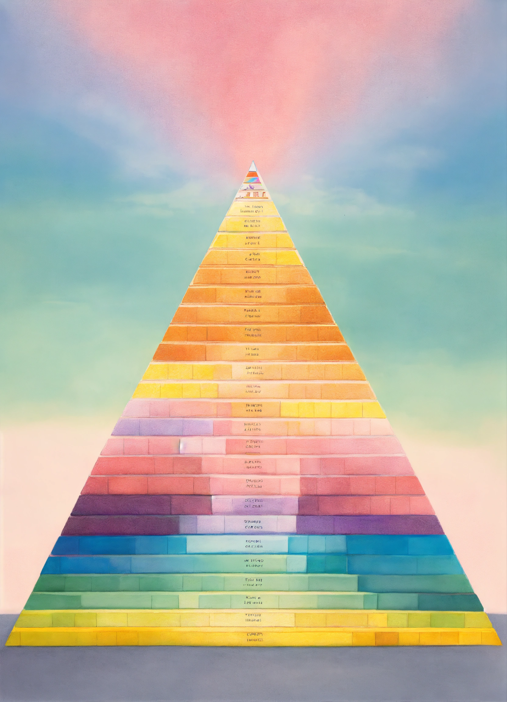 Lexica - A pencil illustration of a pyramid, split in 5 rows, each row ...
