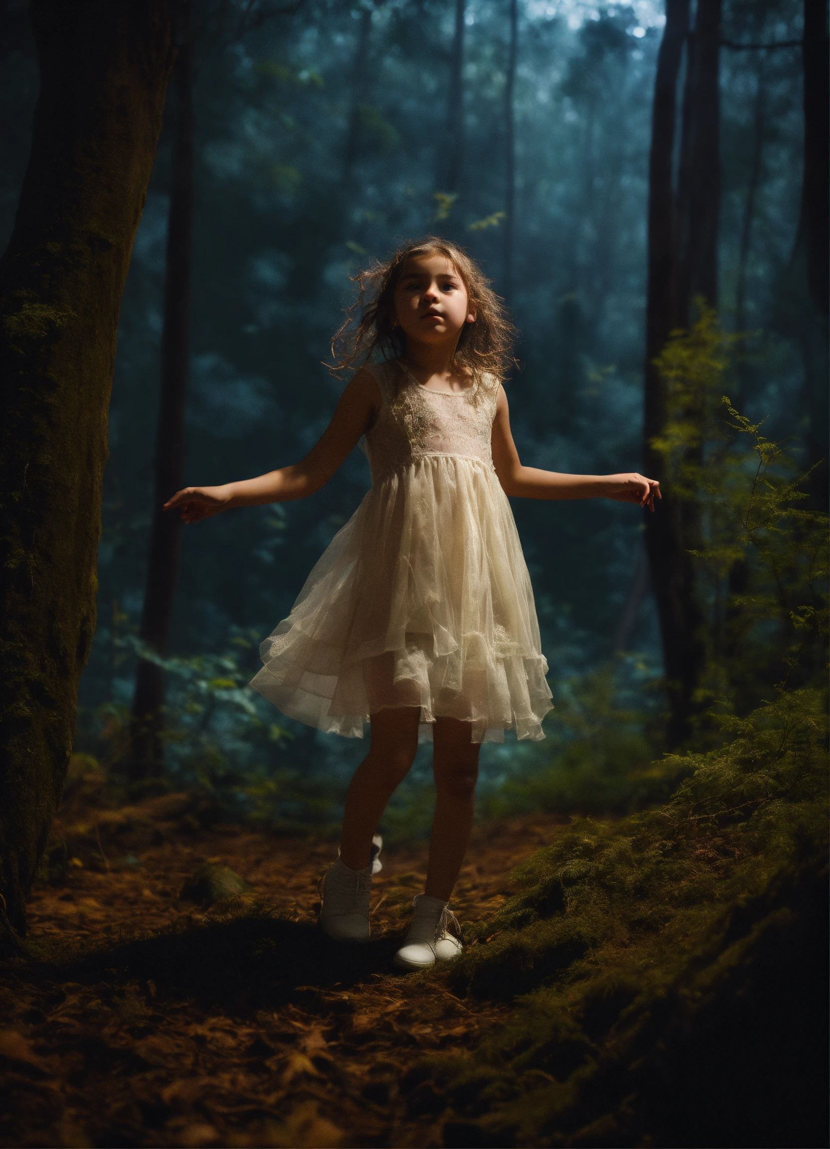 Lexica Dejected little girl, wearing threadbare garments, dancing in