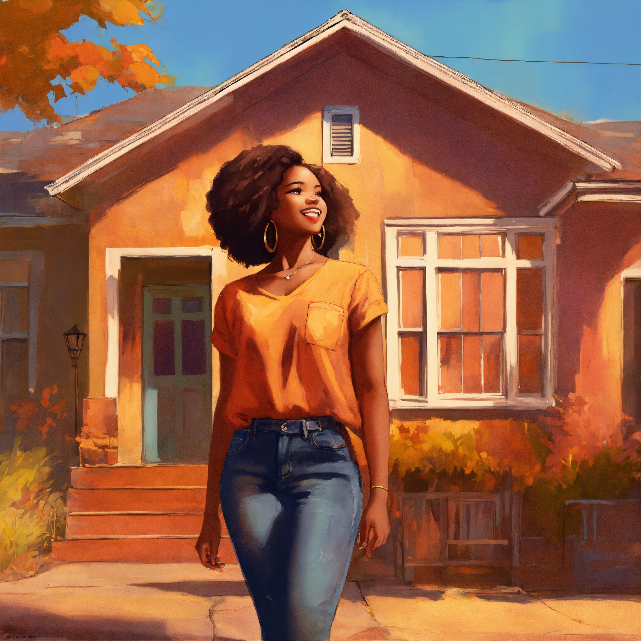 Lexica - African American woman citizen standing in front of her home ...