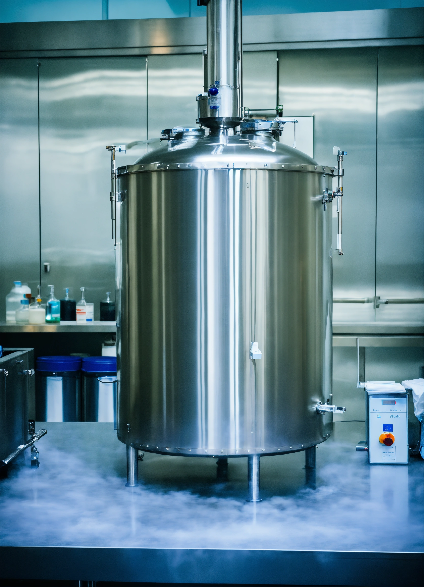 Lexica - Steaming stainless steel tank with open lid filled with liquid ...