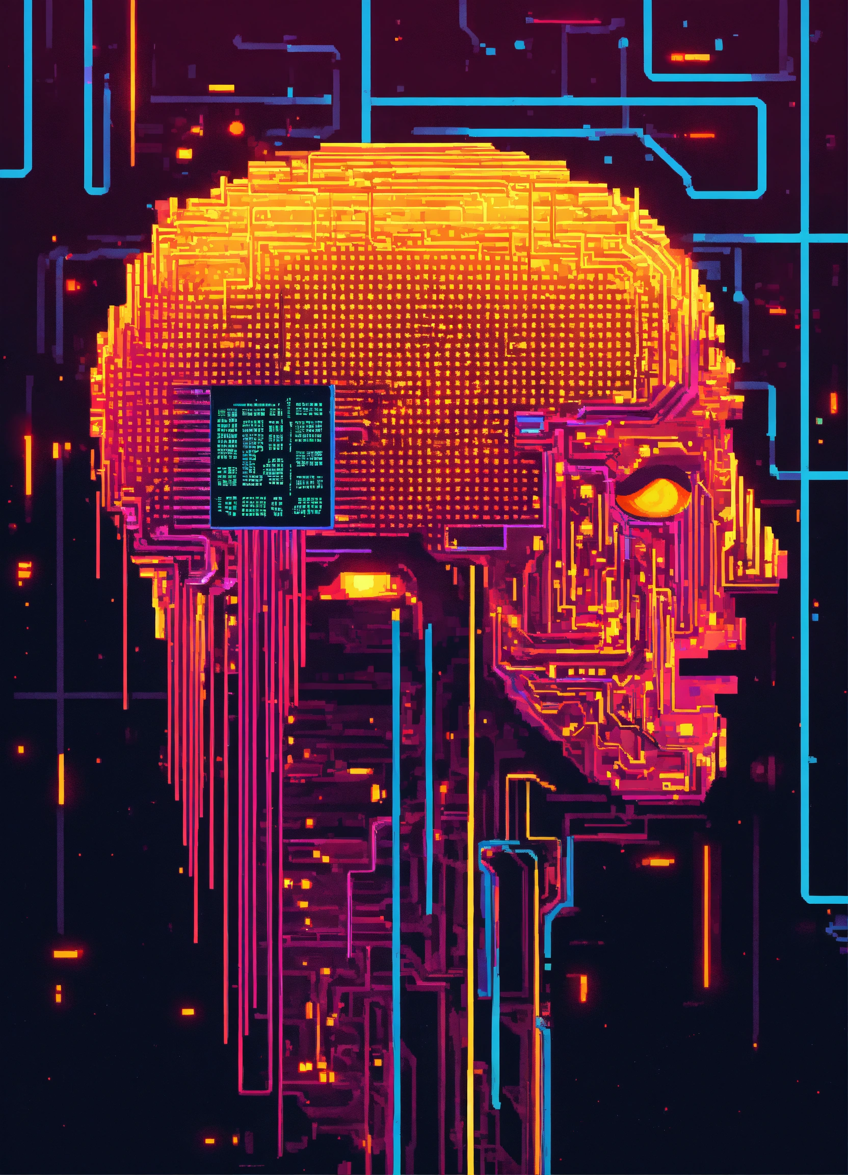 Lexica - Artificial intelligence chip computer inside of human head ...