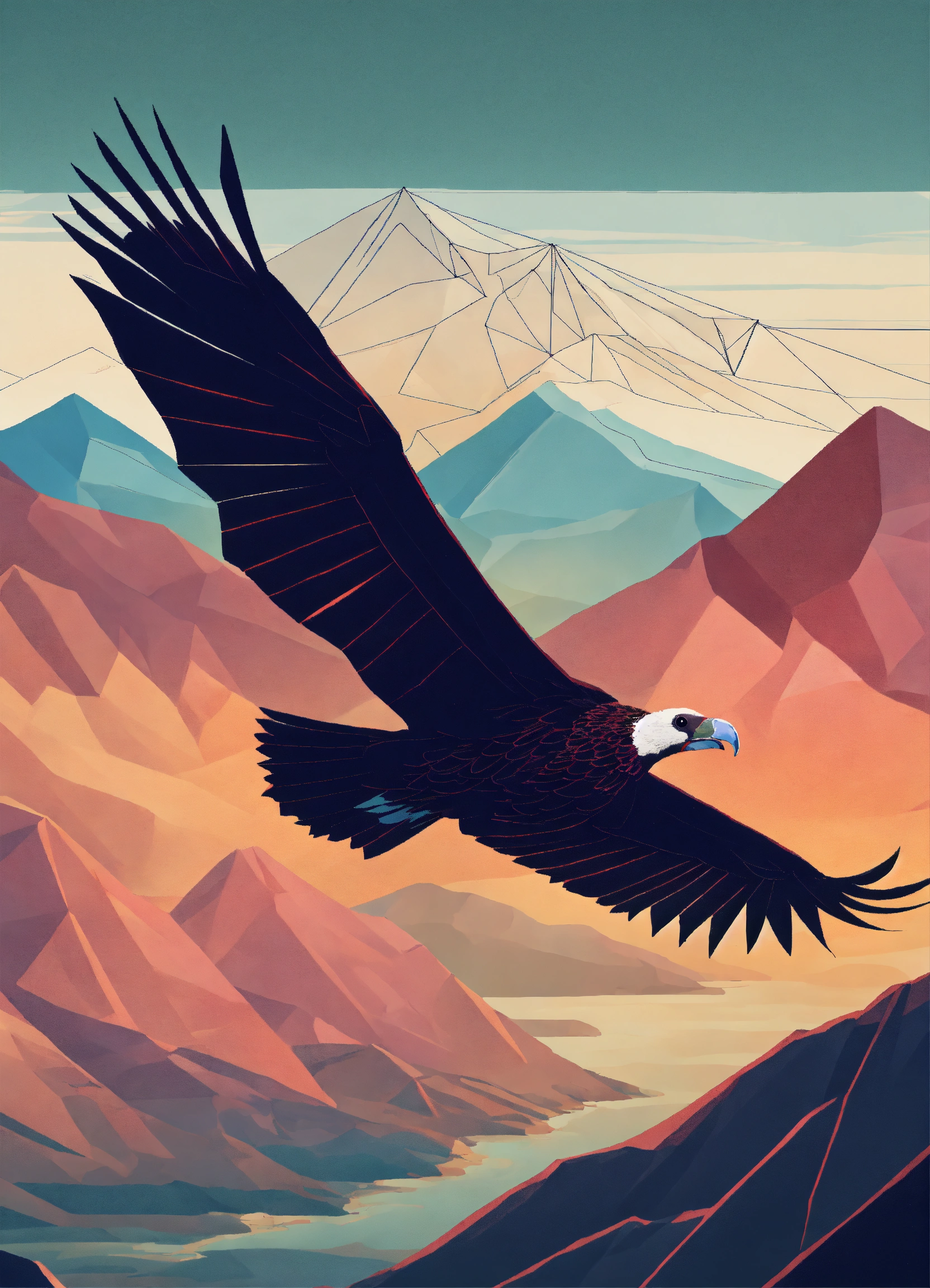Lexica - Condor in flight in the foreground and mountains in the ...