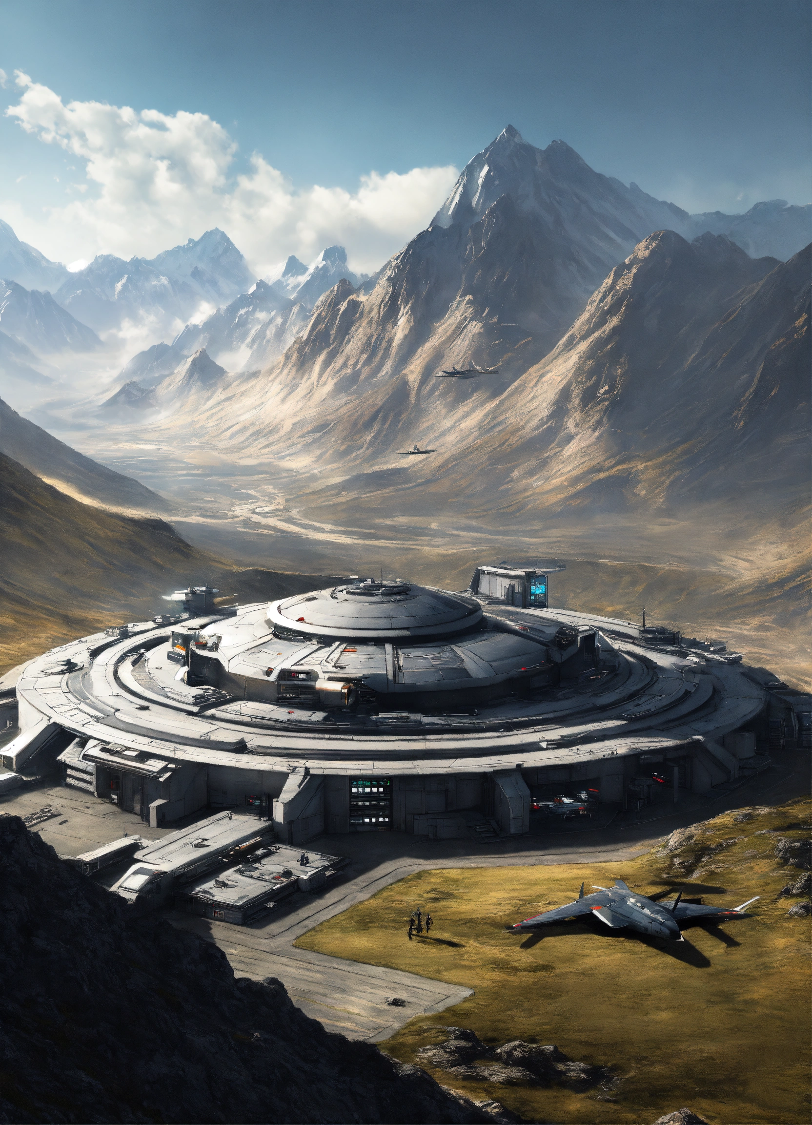 Lexica - Large sci fi military base, mountains
