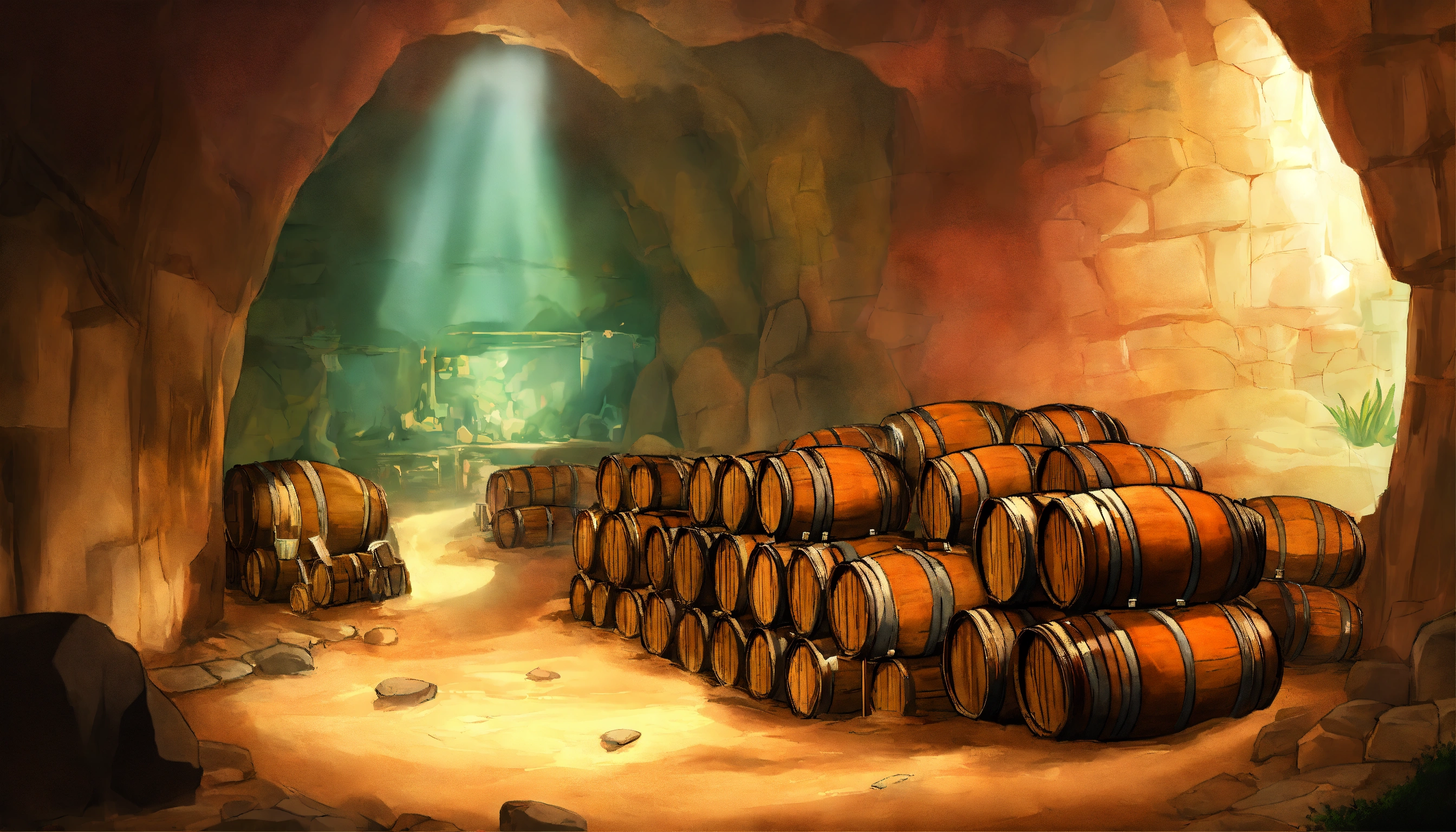 Lexica - Draw a cave full of rum barrels