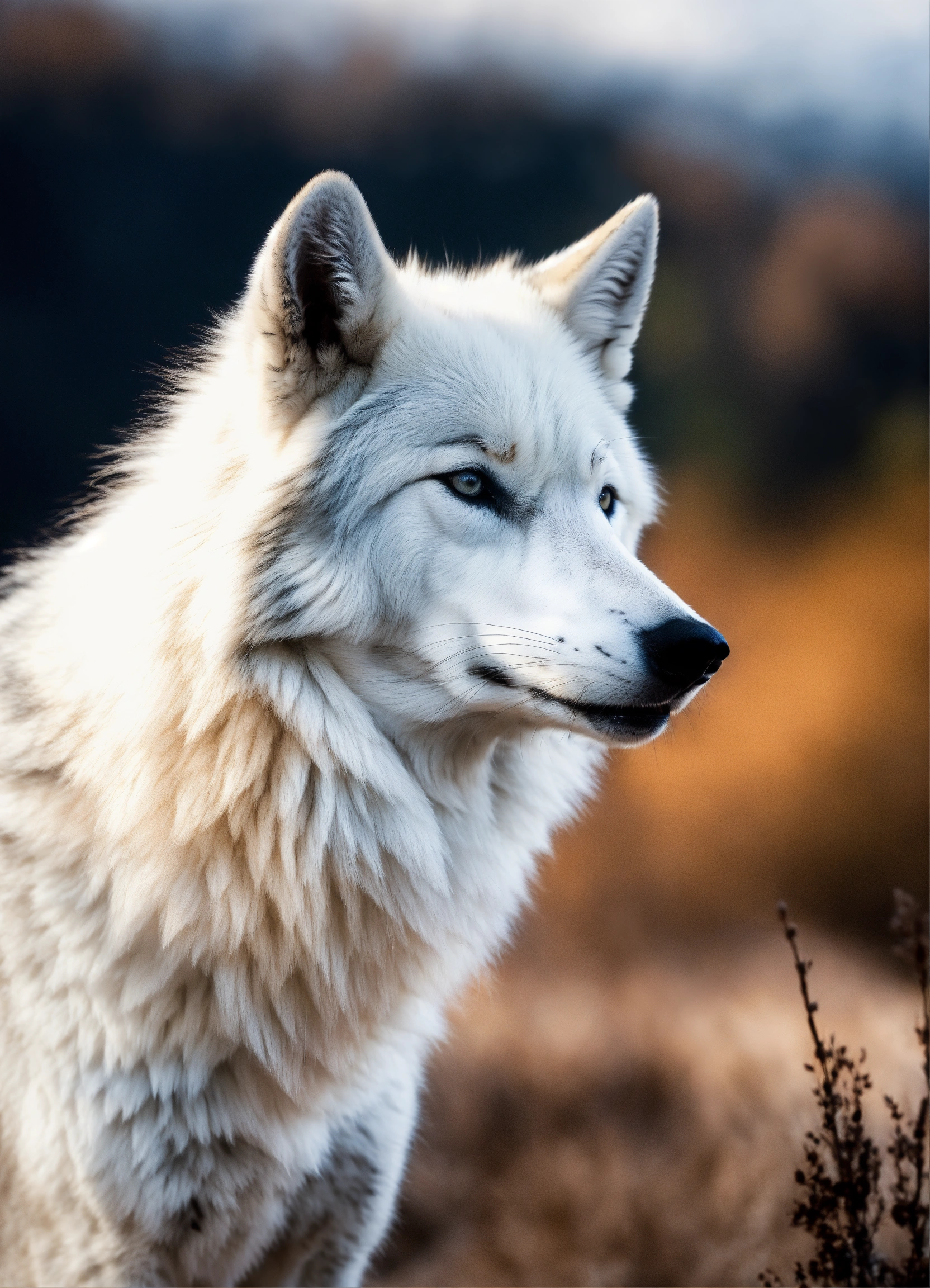 Lexica - A white wolf with a black spot on its chest, spreading out in ...