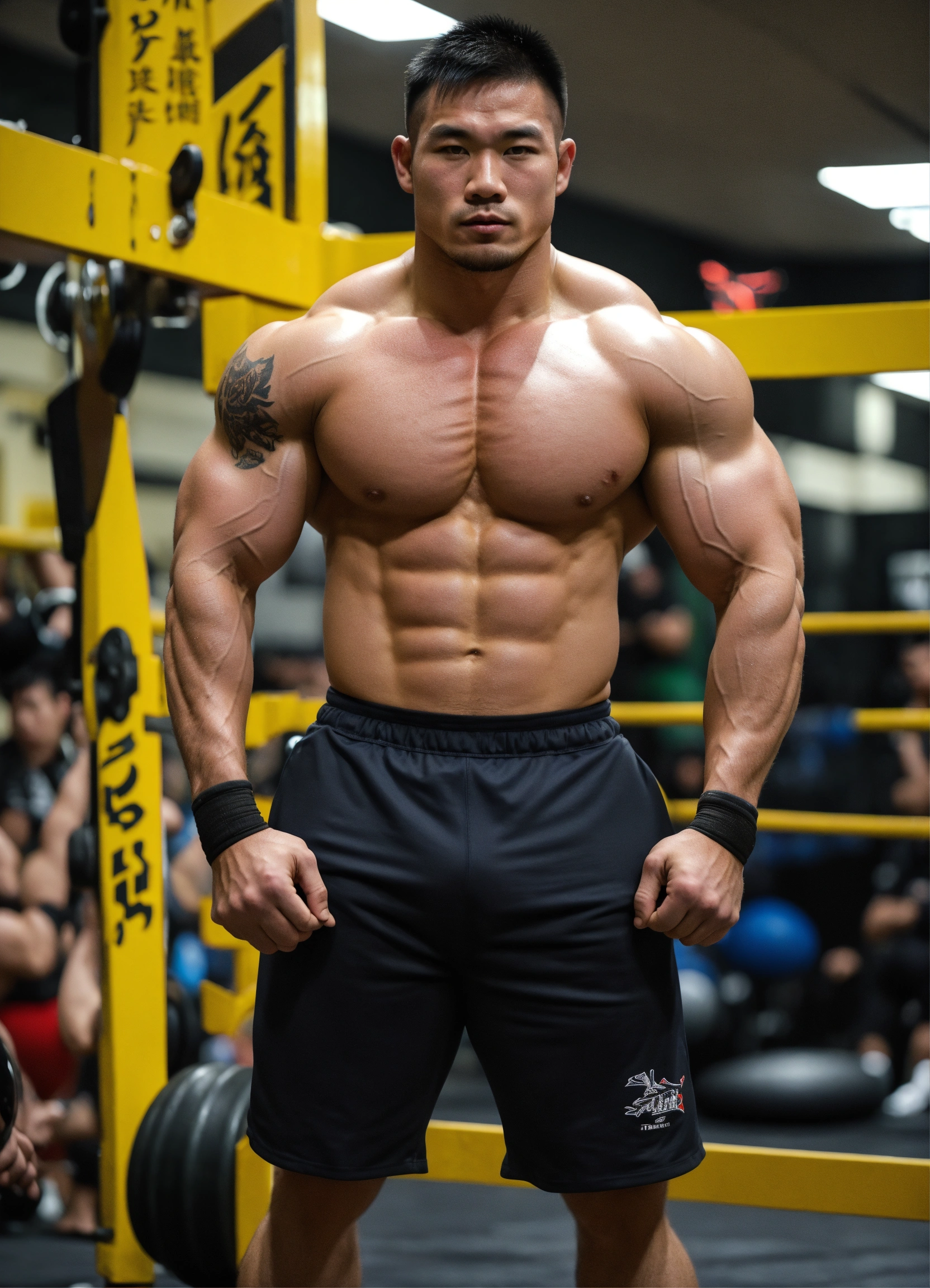 Lexica - 30-year-old wrestler with big muscles, bodybuilder, Taiwanese, big