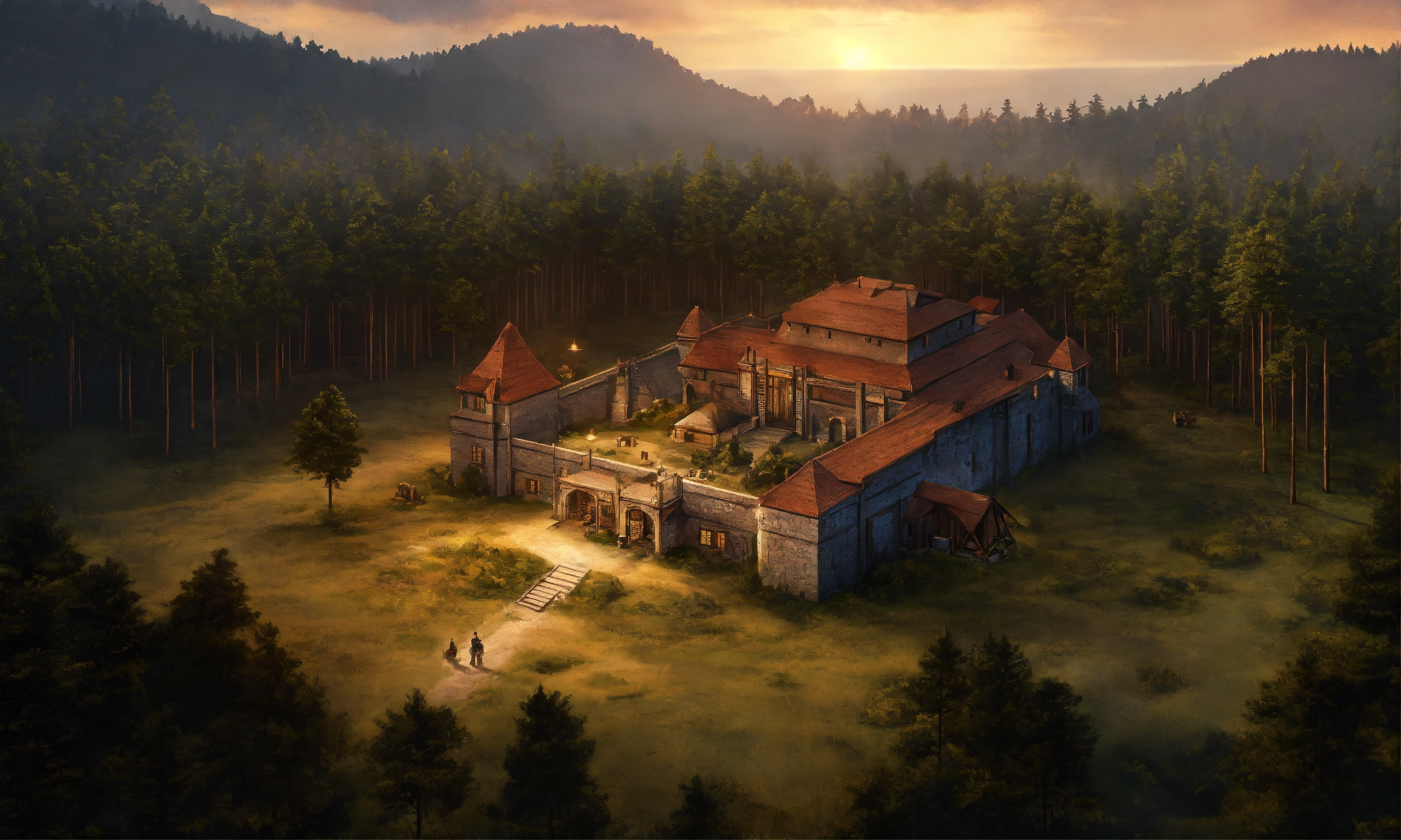 Lexica - Floorplan of Colonial frontier fort surrounded by pine forest ...