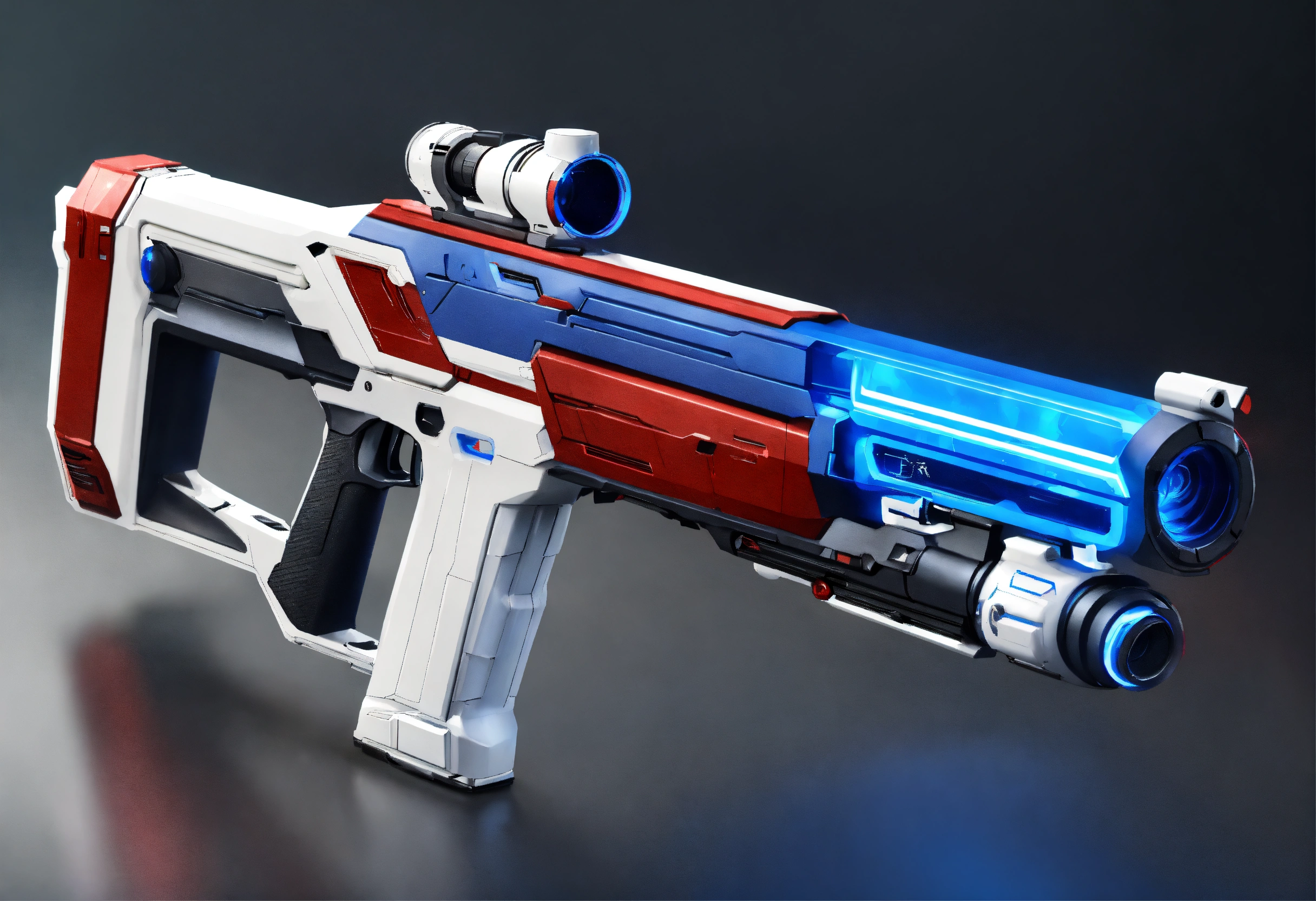 Lexica - Side view of a white and blue and red sci fi energy rifle, HD ...