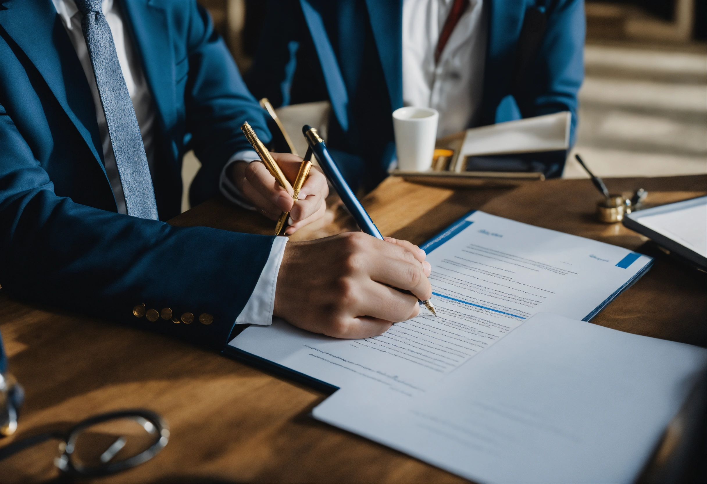 Lexica - Two company representatives signing a contract
