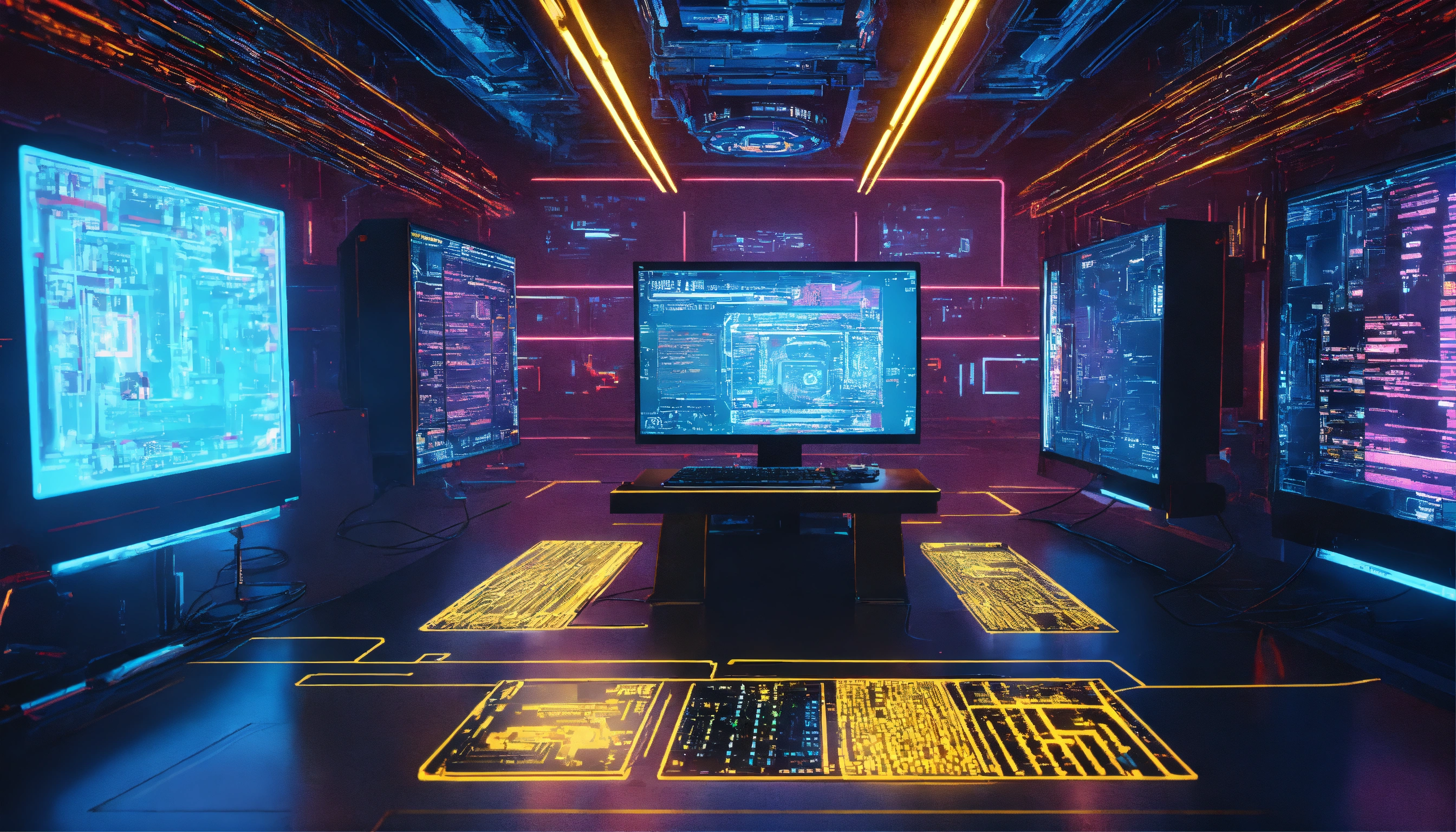 Lexica - Computer screens with code, futuristic room, zoom out ...