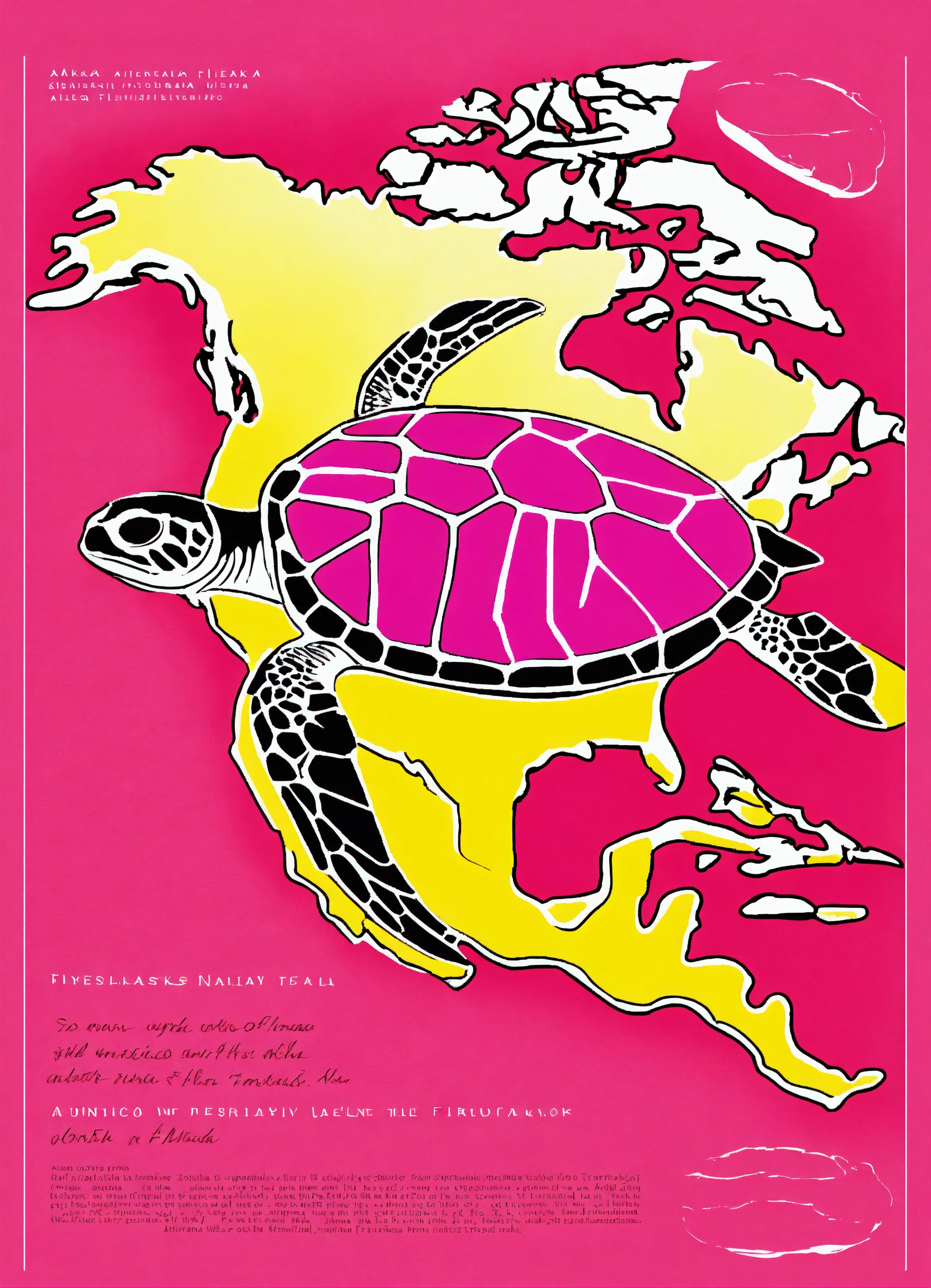 Lexica - Illustration of a stylized sea turtle with a pink outline map ...