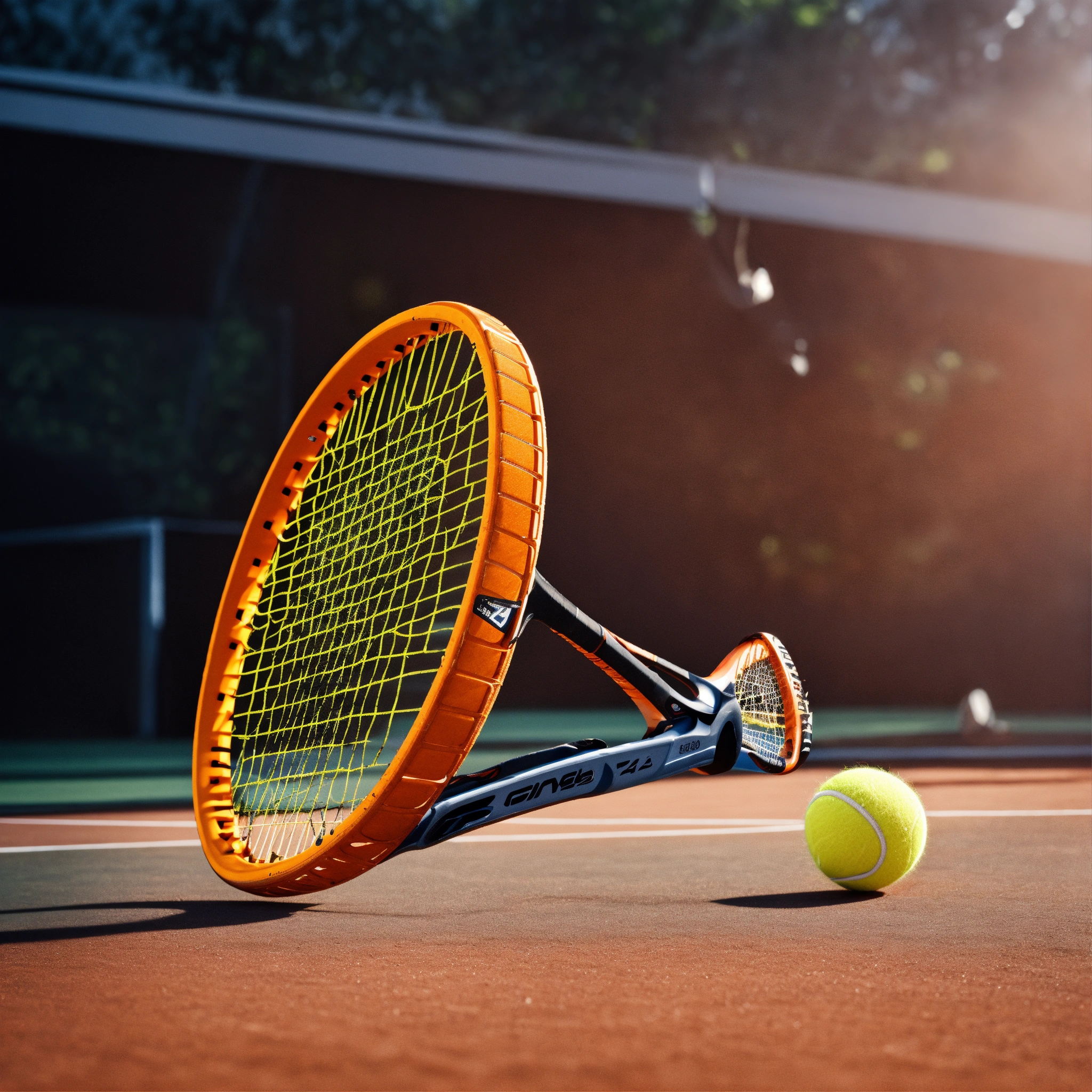 Lexica - Orange broken futuristic tennis racket