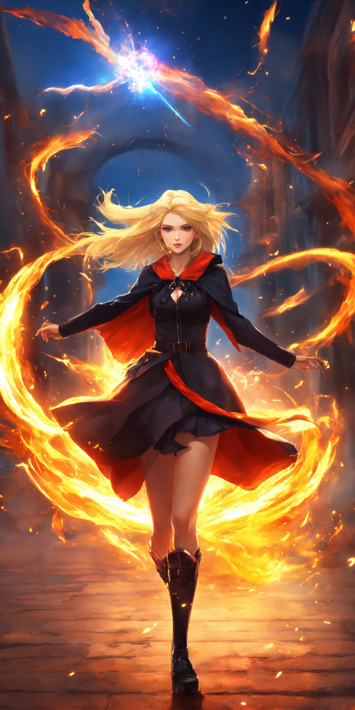 Lexica - Beautiful blond witch fighting deamon, magical explosion of ...