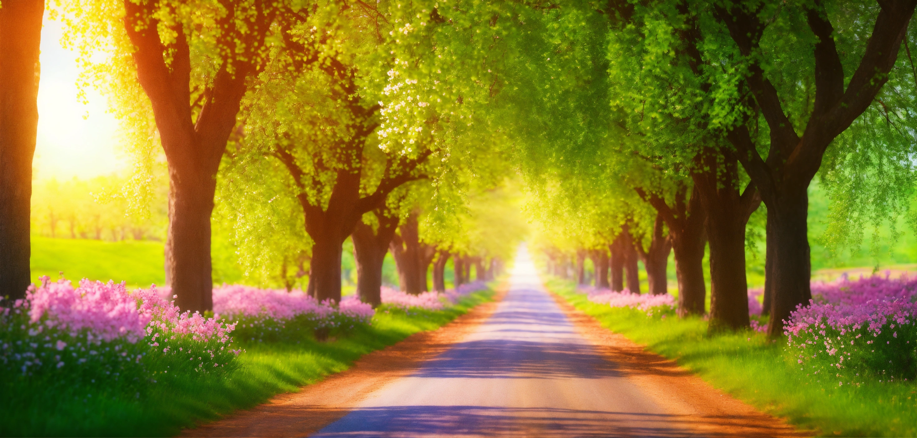 Lexica - A serene and majestic spring landscape scene with a country ...