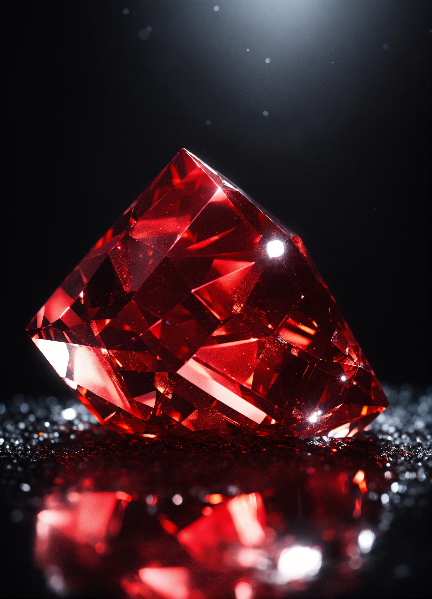 Lexica - Hyper realistic red opaque sparkling crystals in air with ...