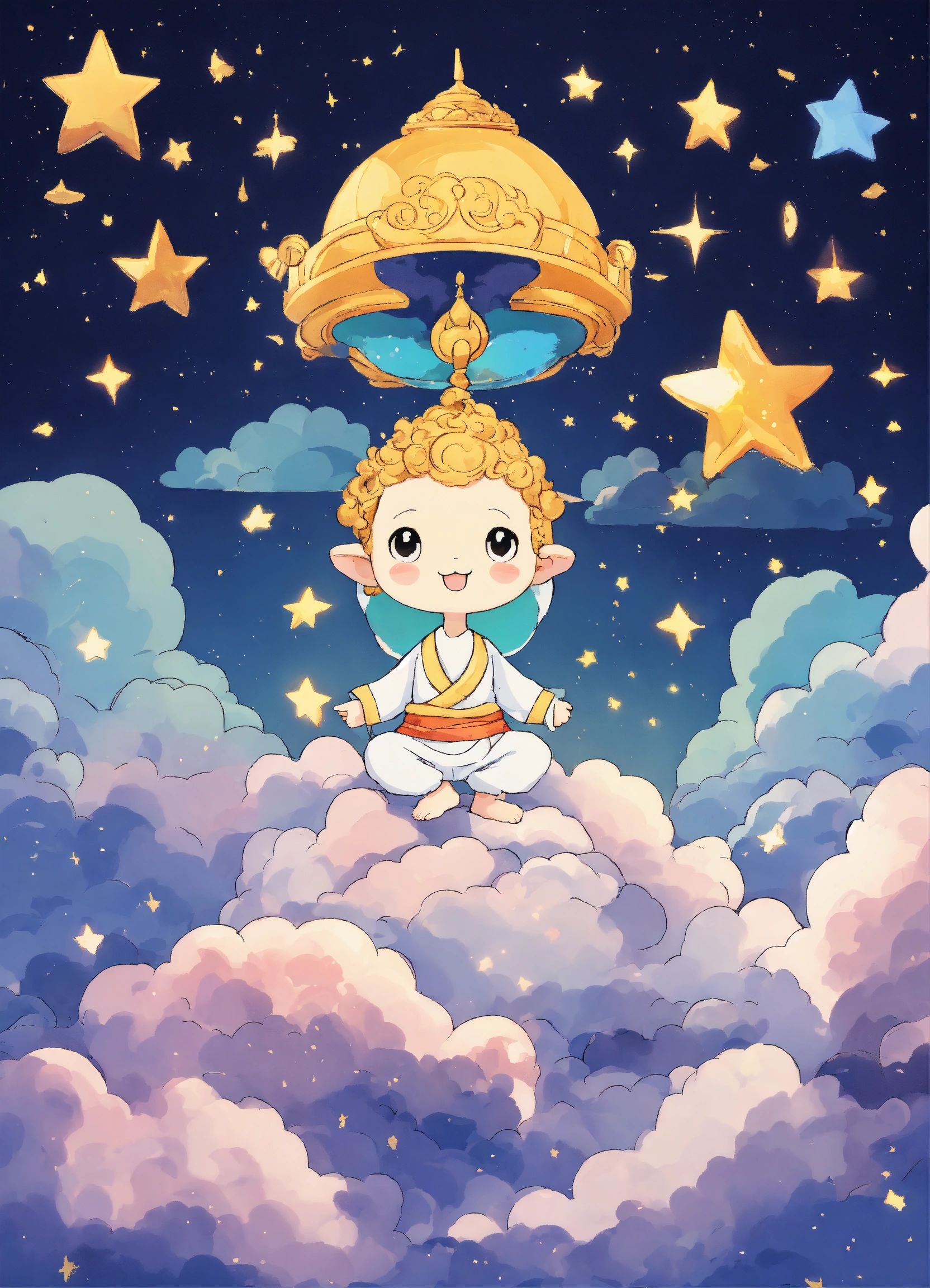Lexica - God in cute animie style. God is depicted in a frontal view ...