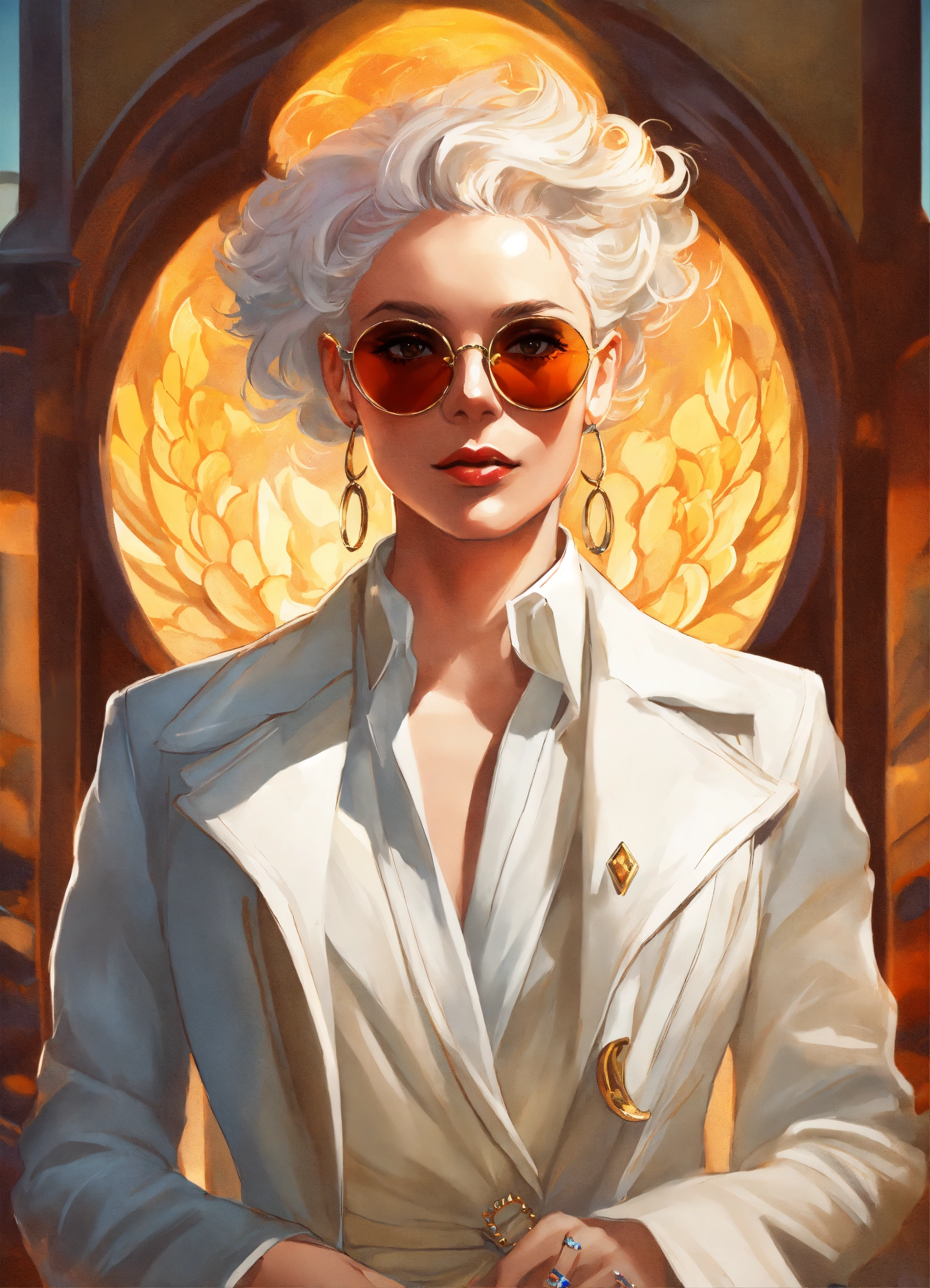 Lexica - Good omens as woman, female Aziraphale wearing white clothes ...