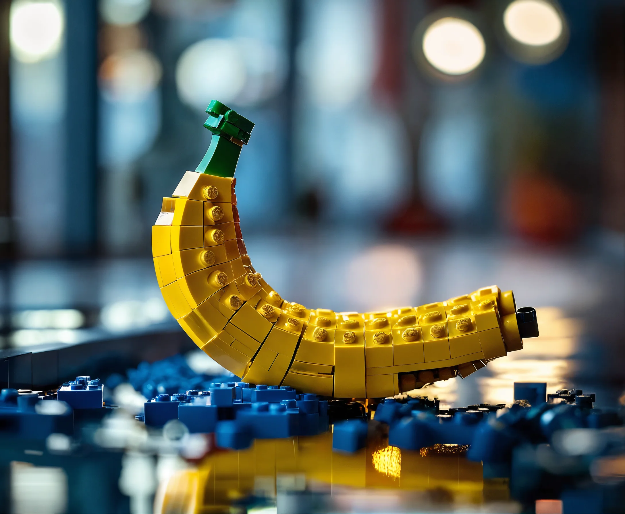 Lexica - Large banana lying down made of Lego bricks, united Lego ...