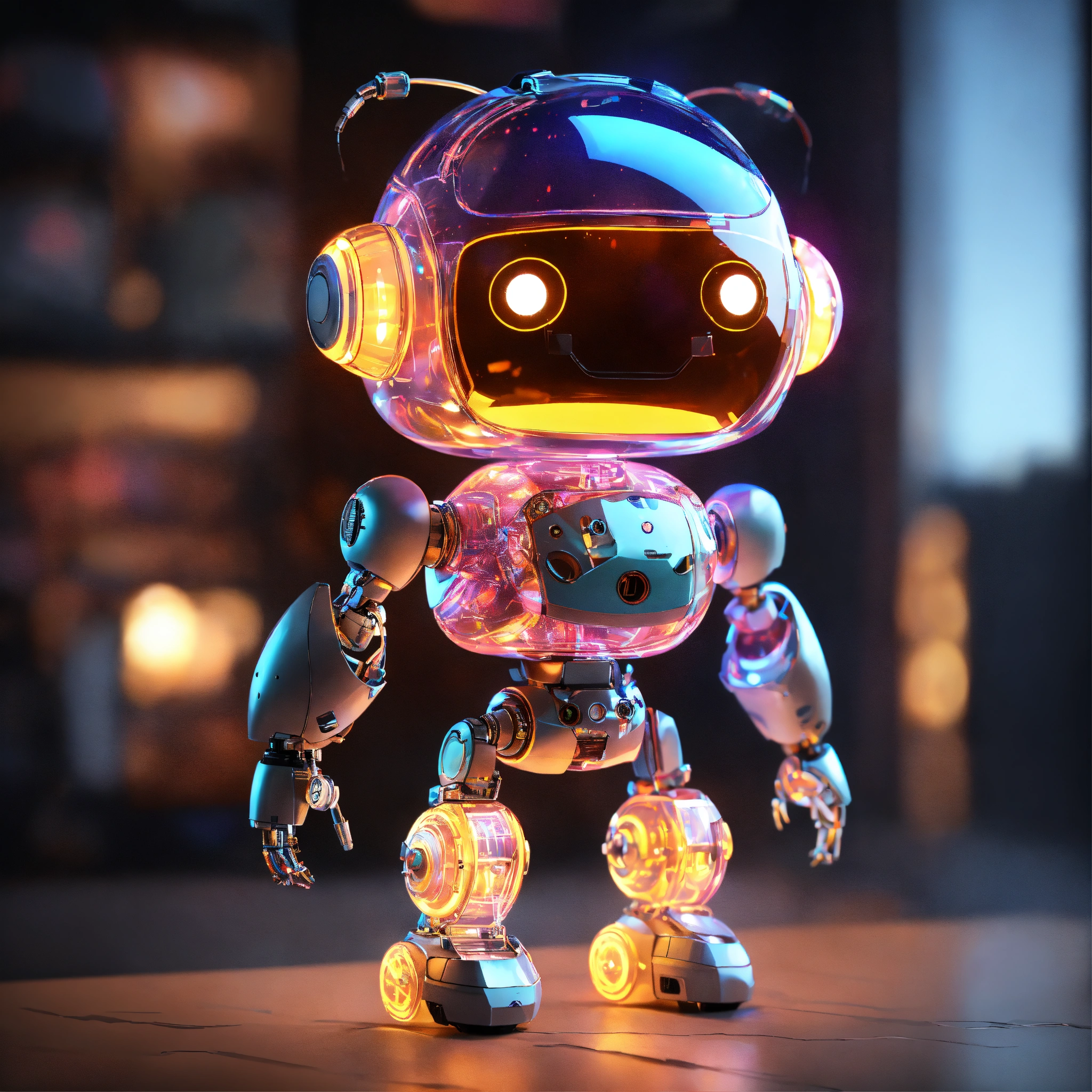 Lexica - Adorable, a (tiny cute translucent polycarbonate robot) with ...