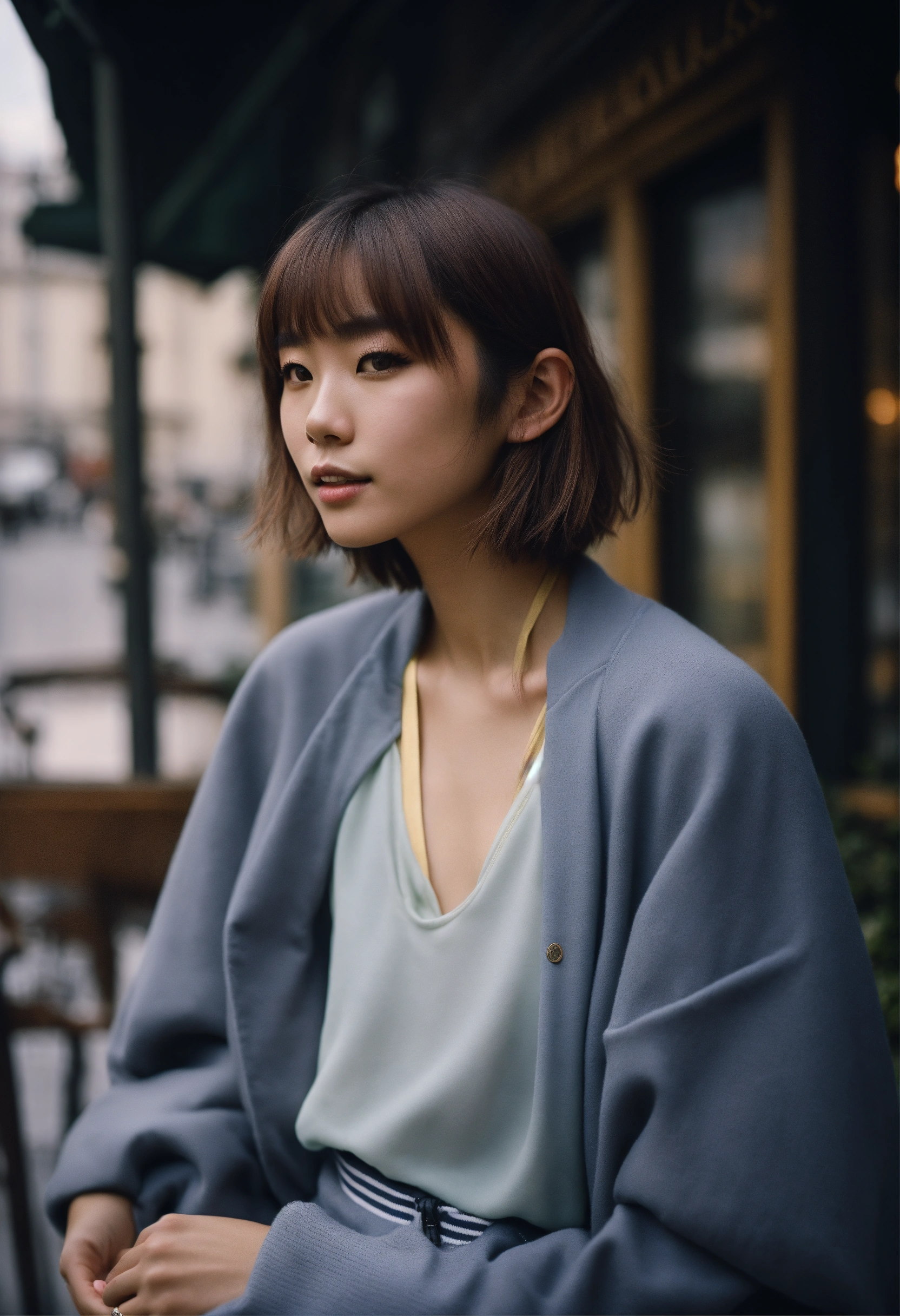 Lexica - Portrait of a beautiful Japanese fashion model with bob-cut ...