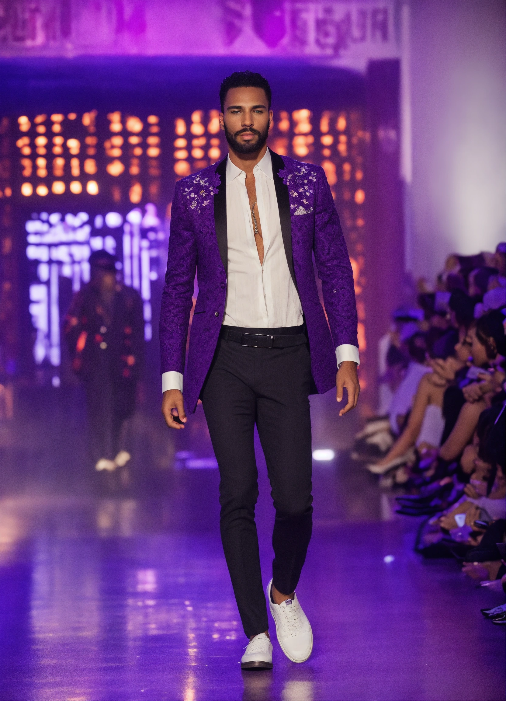 Lexica Beautiful man king broderie white purple