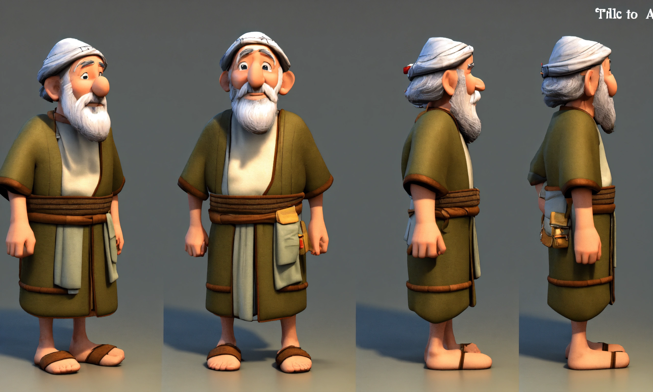 Lexica - Old man , cartoon 3d , old Israeli dress , 500ad , Old man cartoon  character