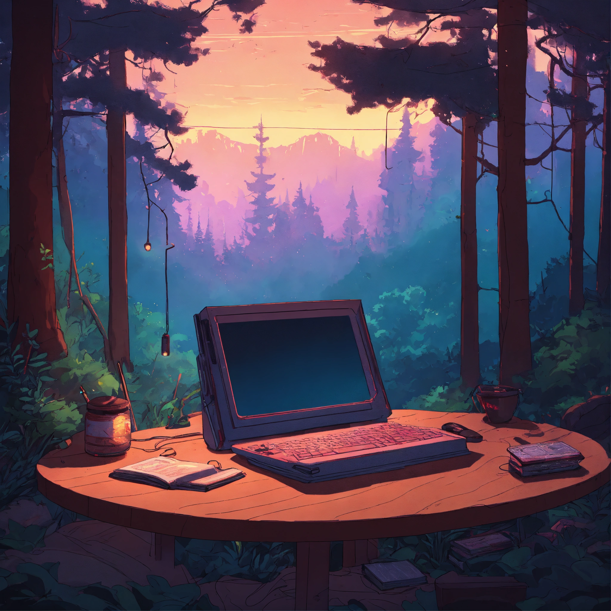 Lexica - Create a high resolution artwork of lofi, a computer in a ...