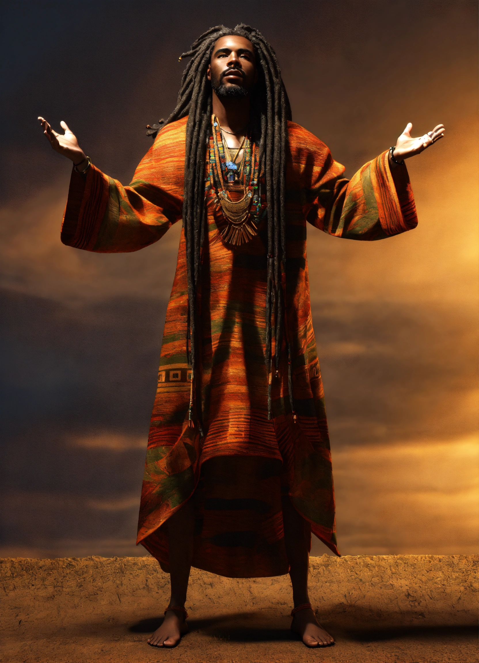Lexica - 3d render of Black man with long flowing dreadlocks, 6'5