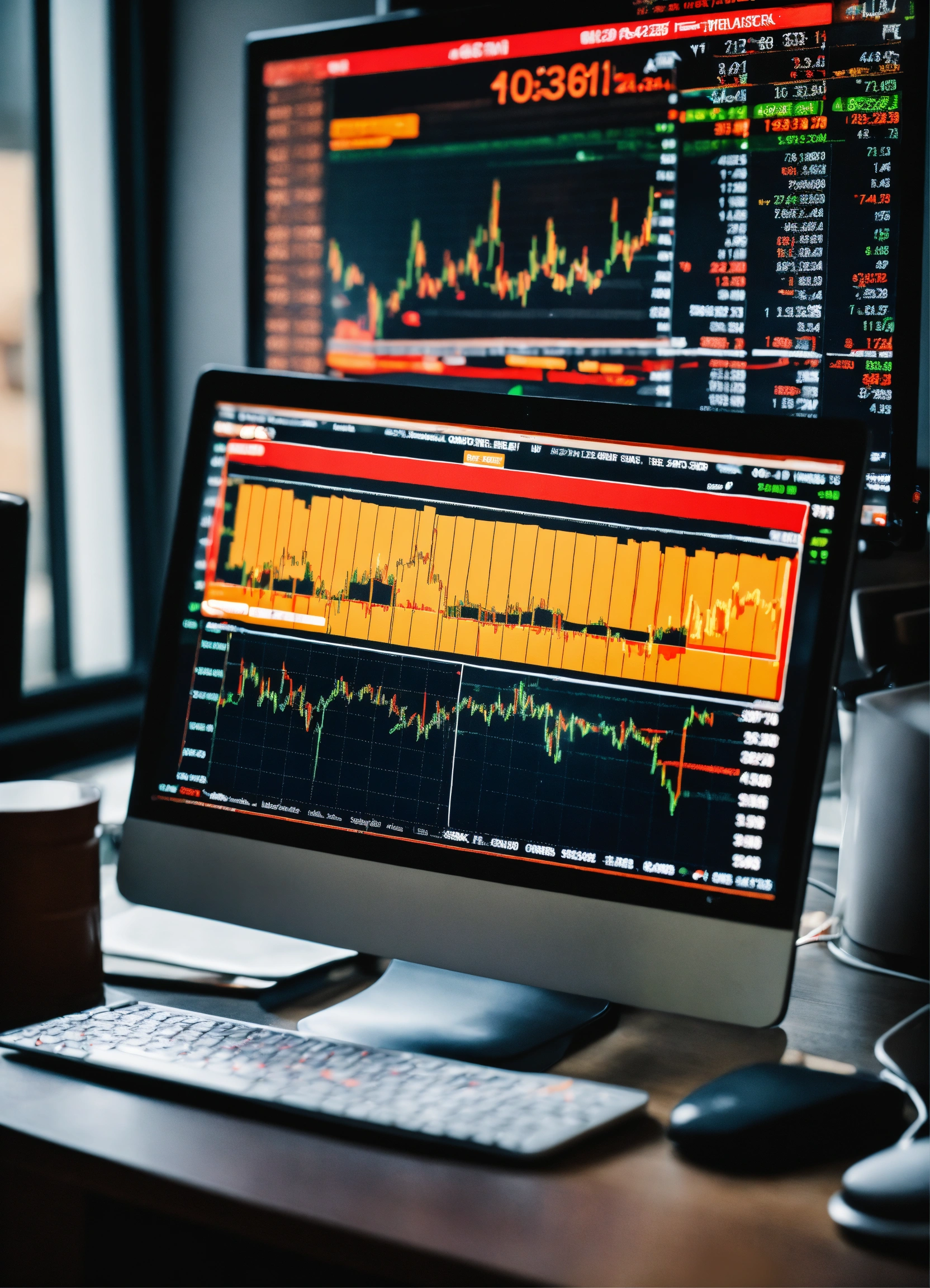 Lexica - Stock market chart on computer screen with spatula next to ...
