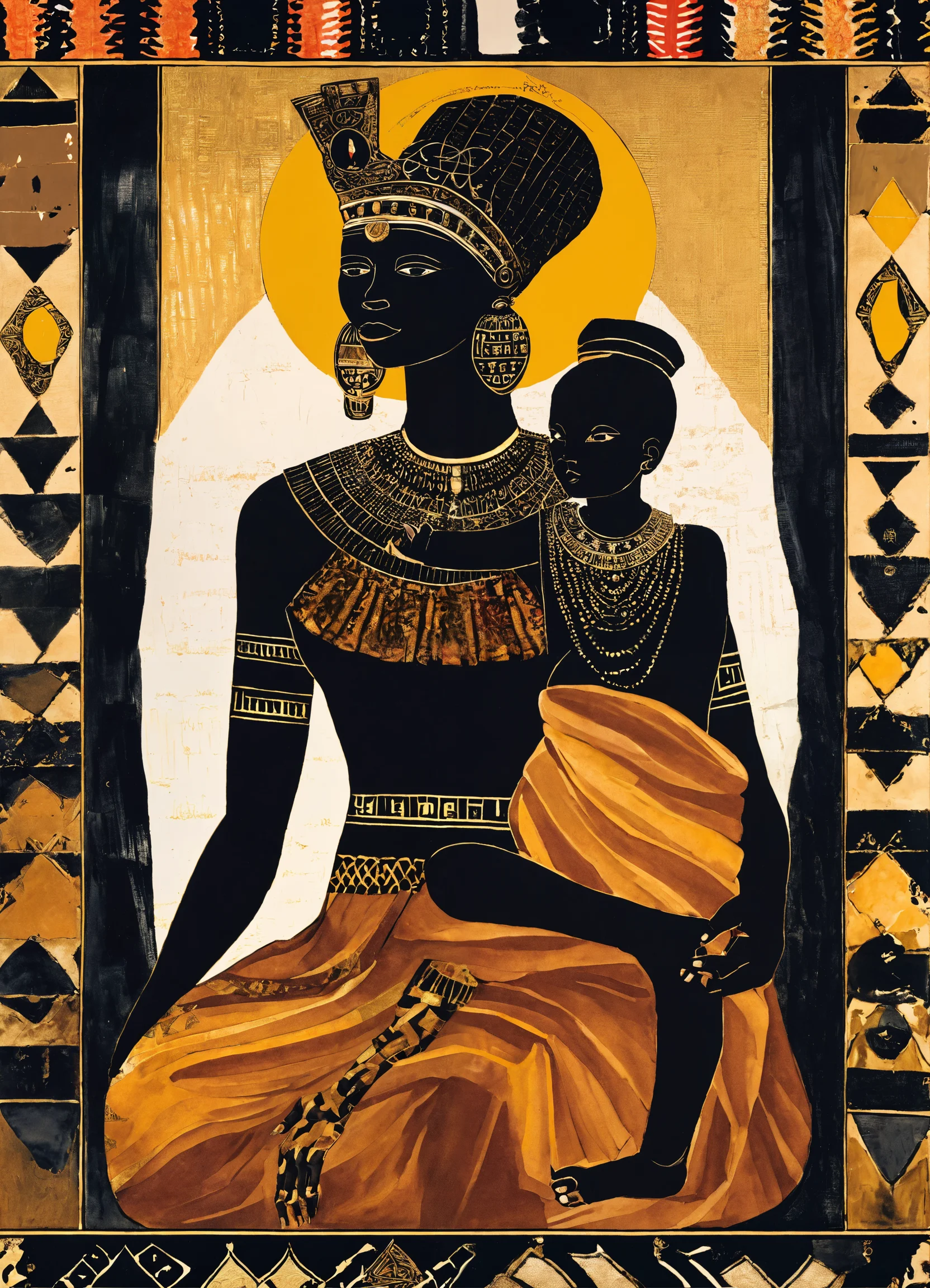 Lexica - The image depicts a powerful Nubian queen sitting on a throne ...