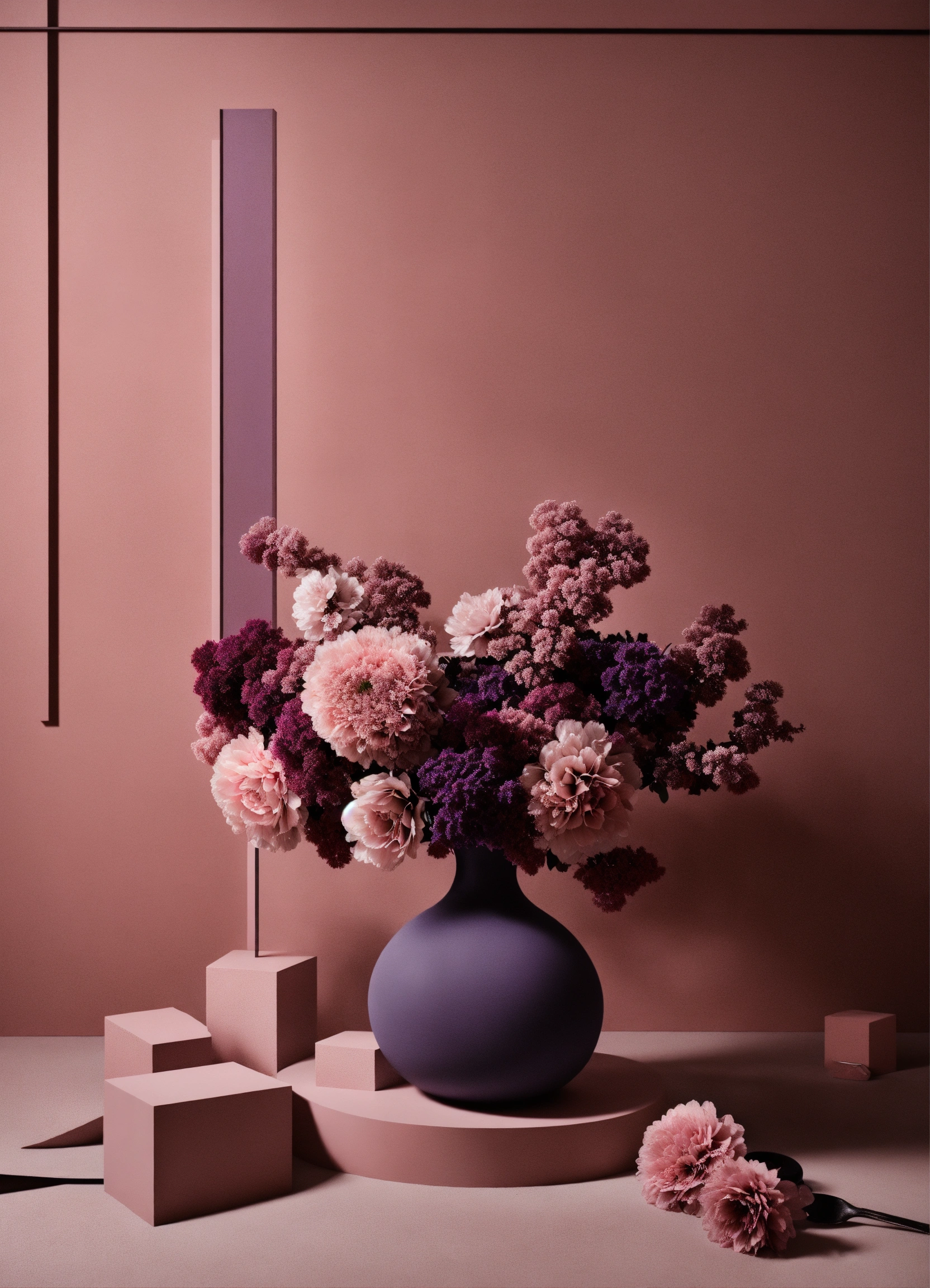 Lexica - Muted tones of dusty pink and dark purple surreal combination ...