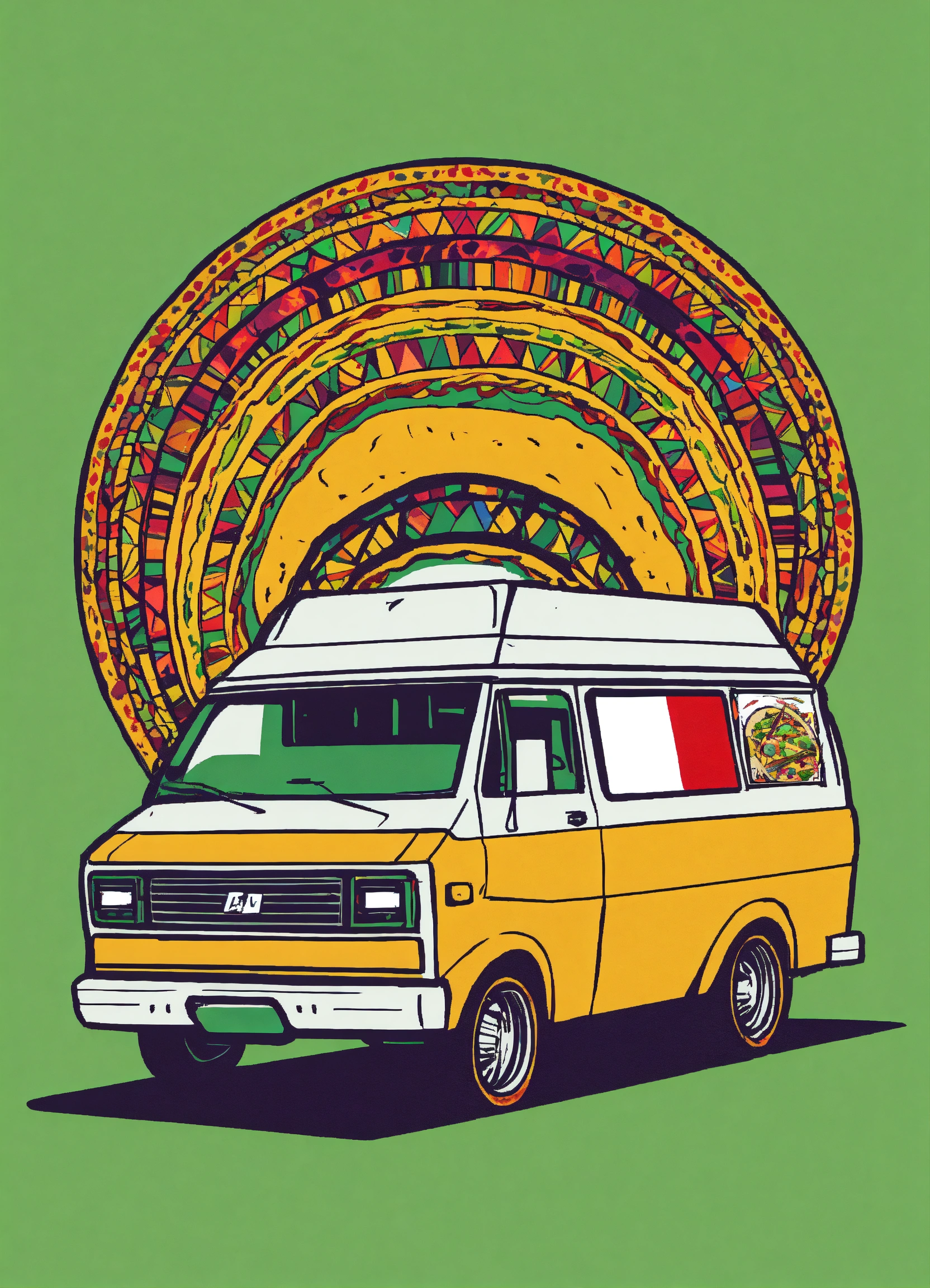 Lexica - An abstract sprinter van with a mexican taco on the top ...
