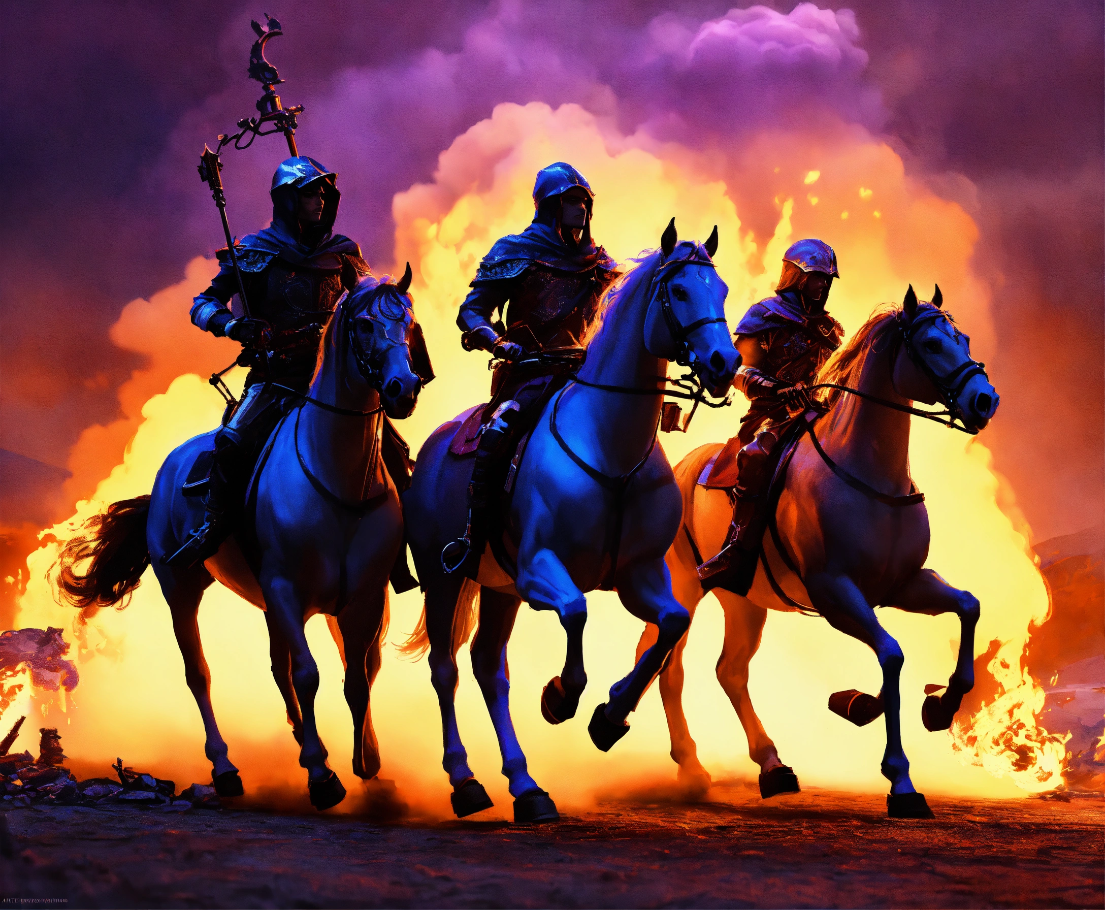 Lexica - Four horsemen of the apocalypse riding skeleton horses, 4k ...