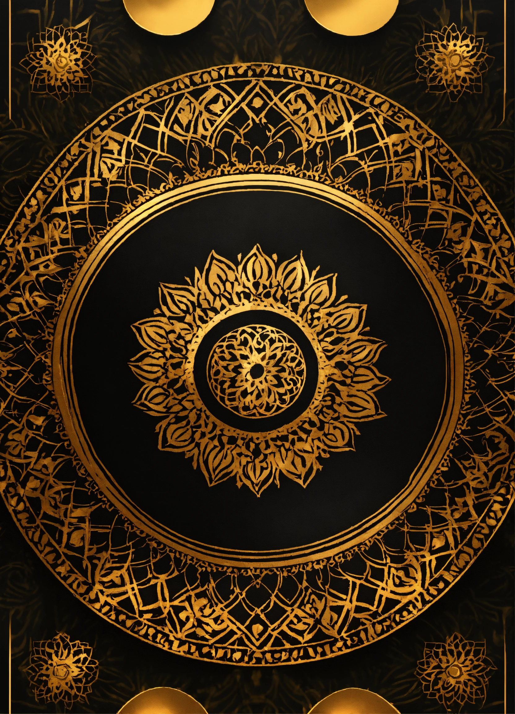 Lexica - Golden and black Mandala Art Background With golden Border ...