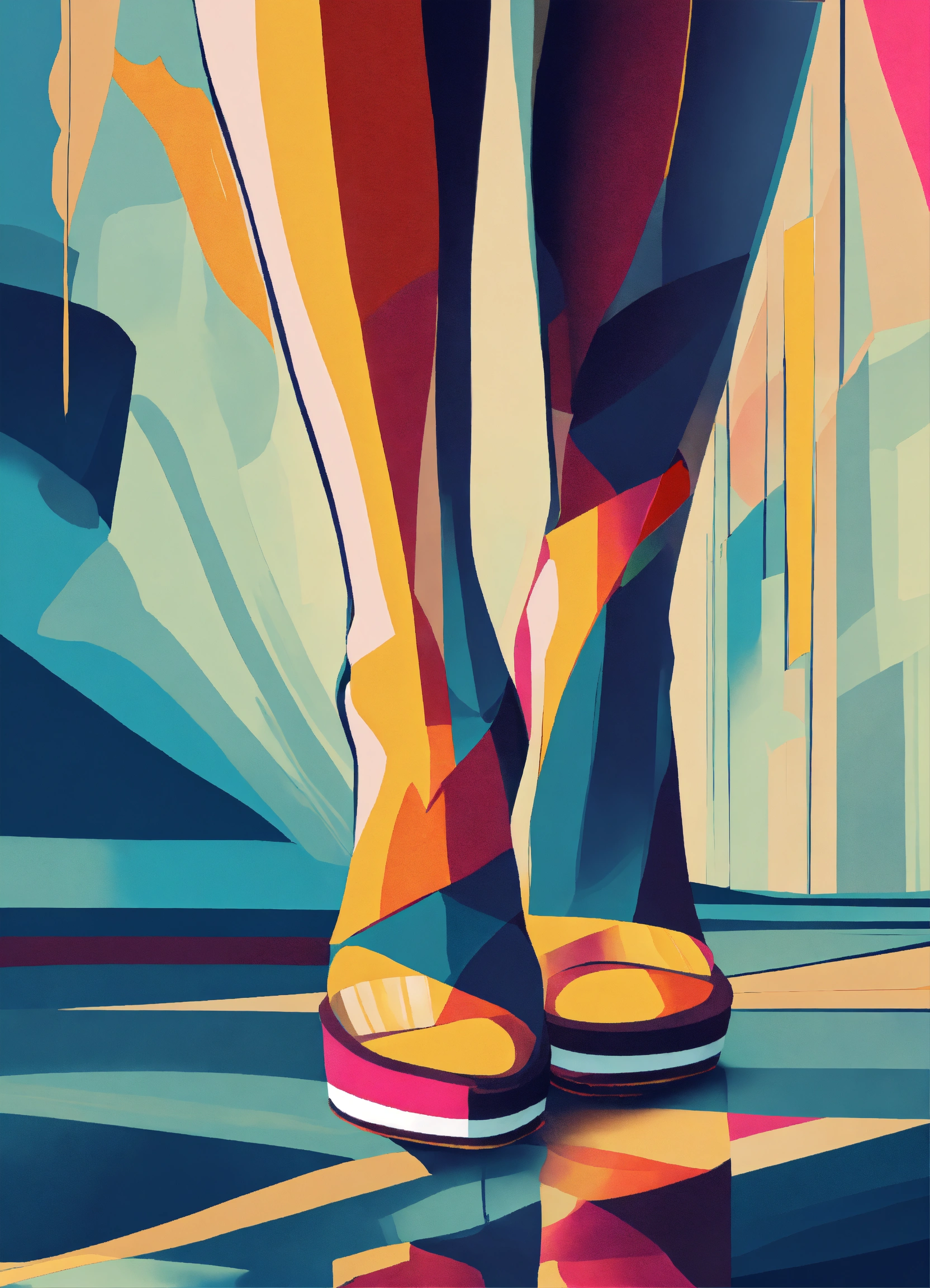 Lexica - Abstract illustration art of a beautiful woman's feet in heels