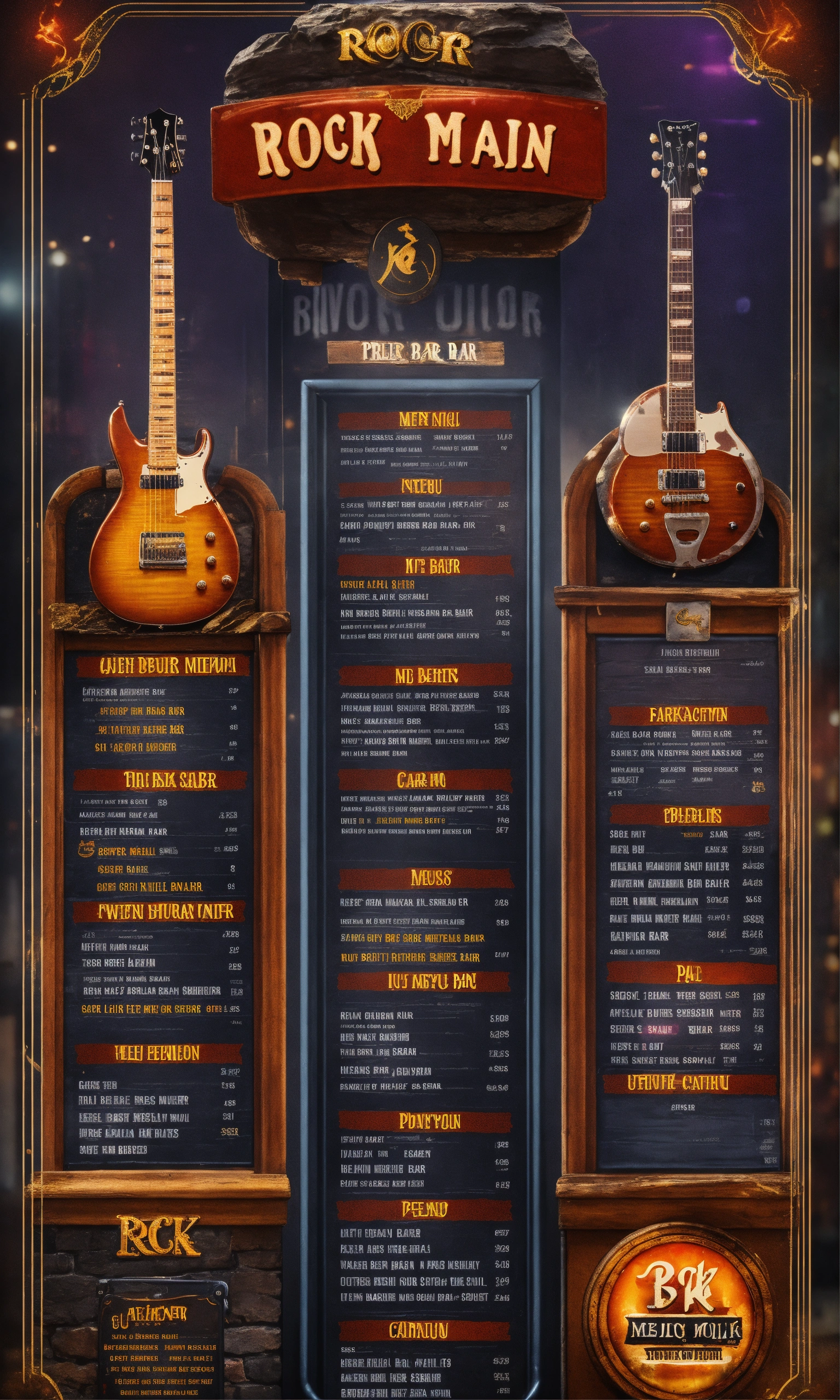 Lexica - Rock music bar menu photoshop design 4k detailed
