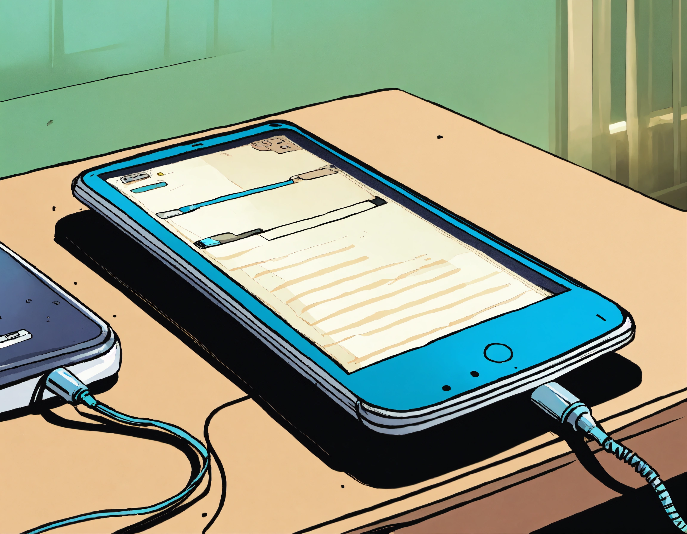 Lexica - Smartphone is lying on a table and ringing. comic style