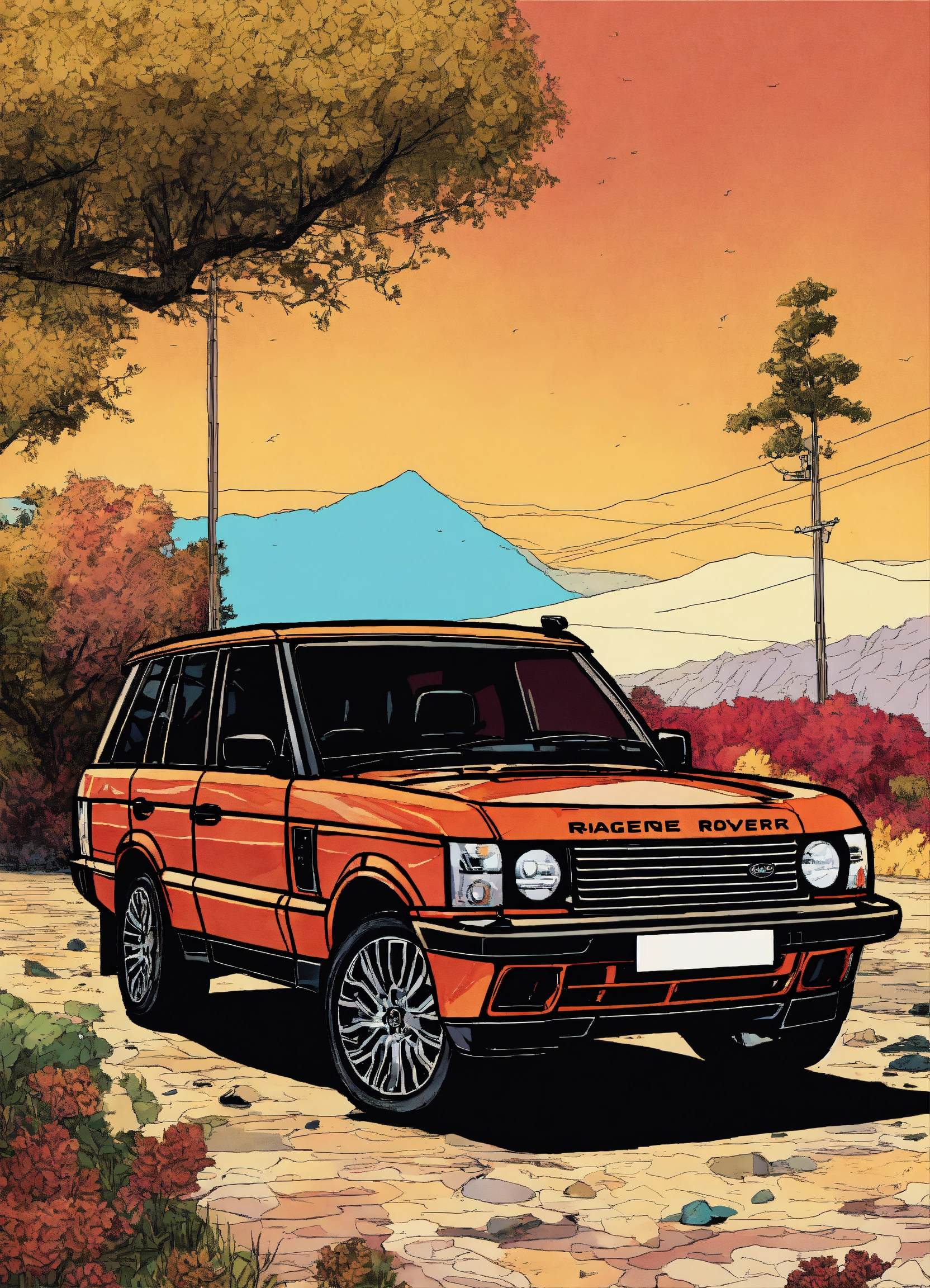Lexica - Detailed pen and ink illustration of Range Rover Sport 2022 ...