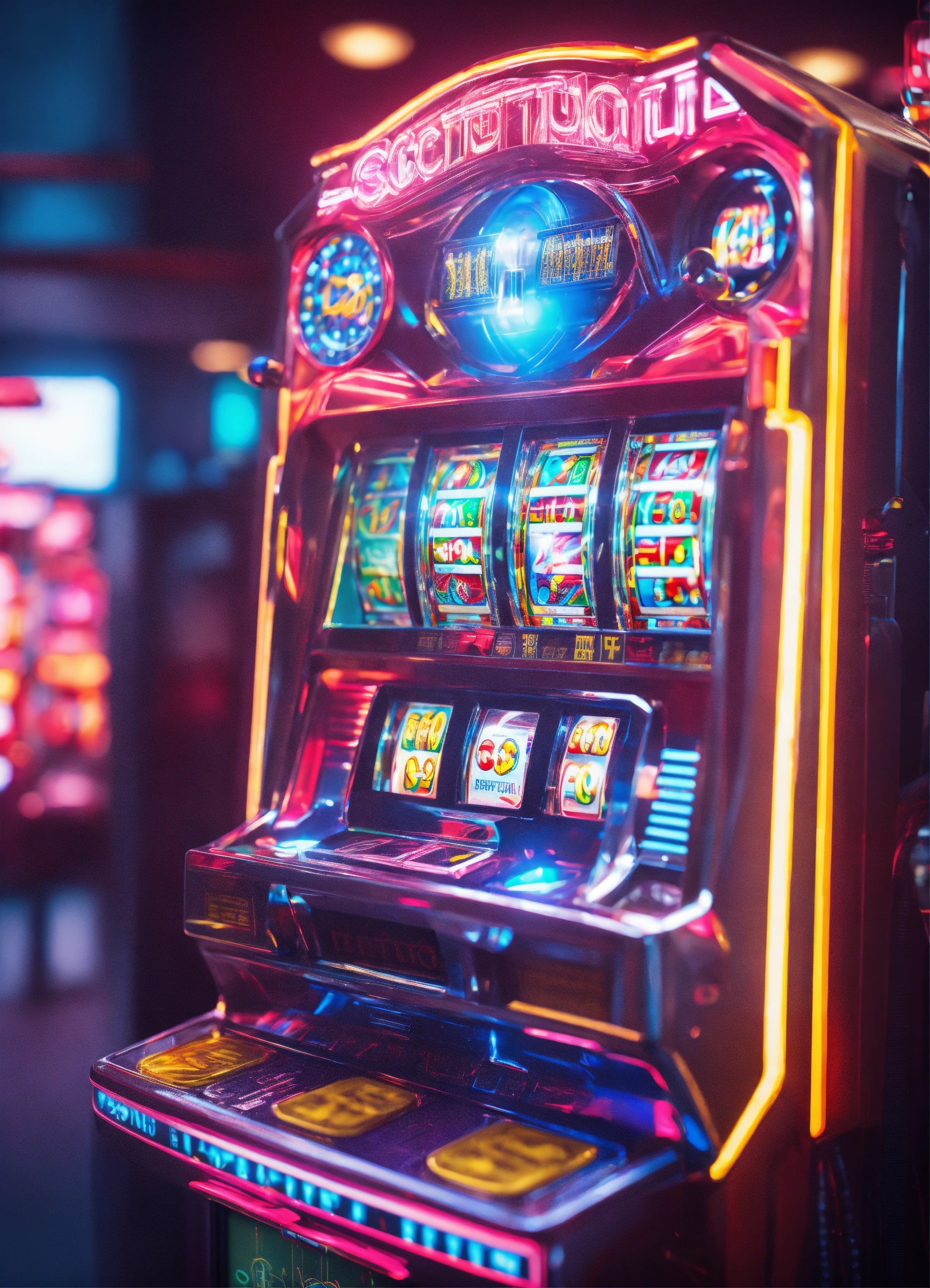 Lexica - 3D rendering slot machine sci-fi future featuring Cyborg.