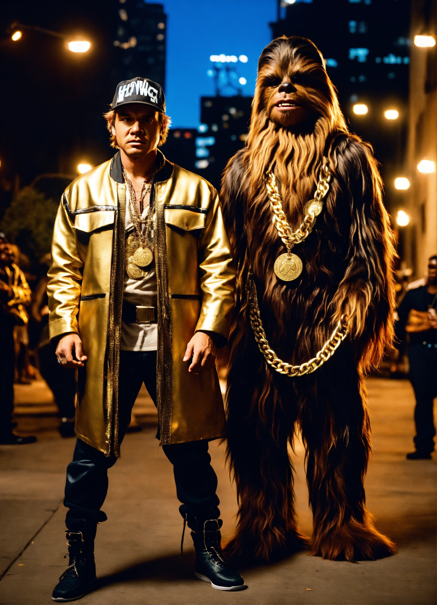 Lexica - Han Solo and Chewbacca dressed as rappers in the hood, huge ...