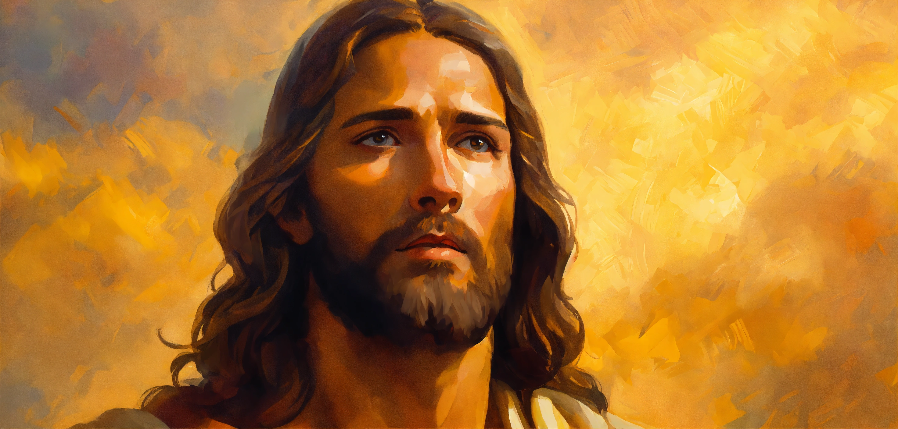 Lexica - Jesus christ looking to the sky portrait in oil painting style ...