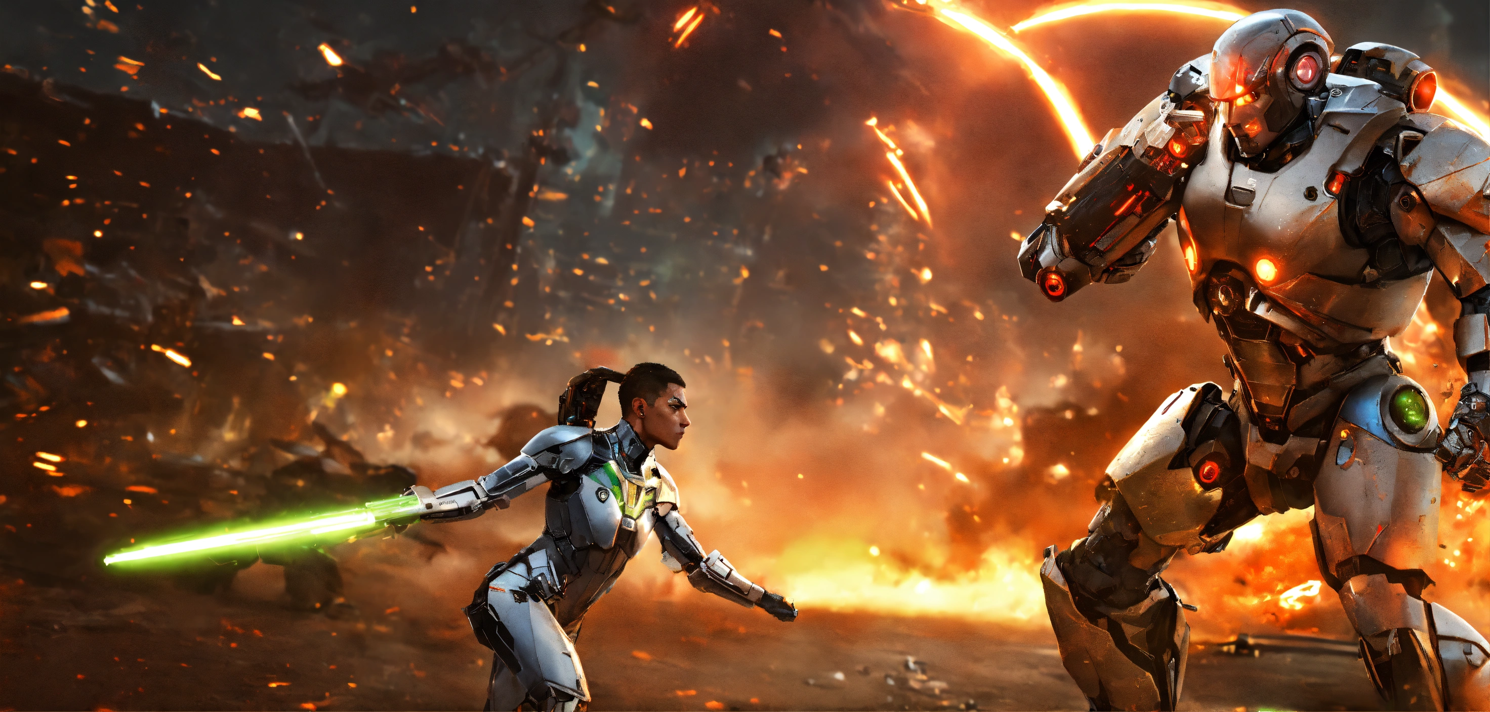 Lexica - Cyborg vs android, battle, war, intimidating