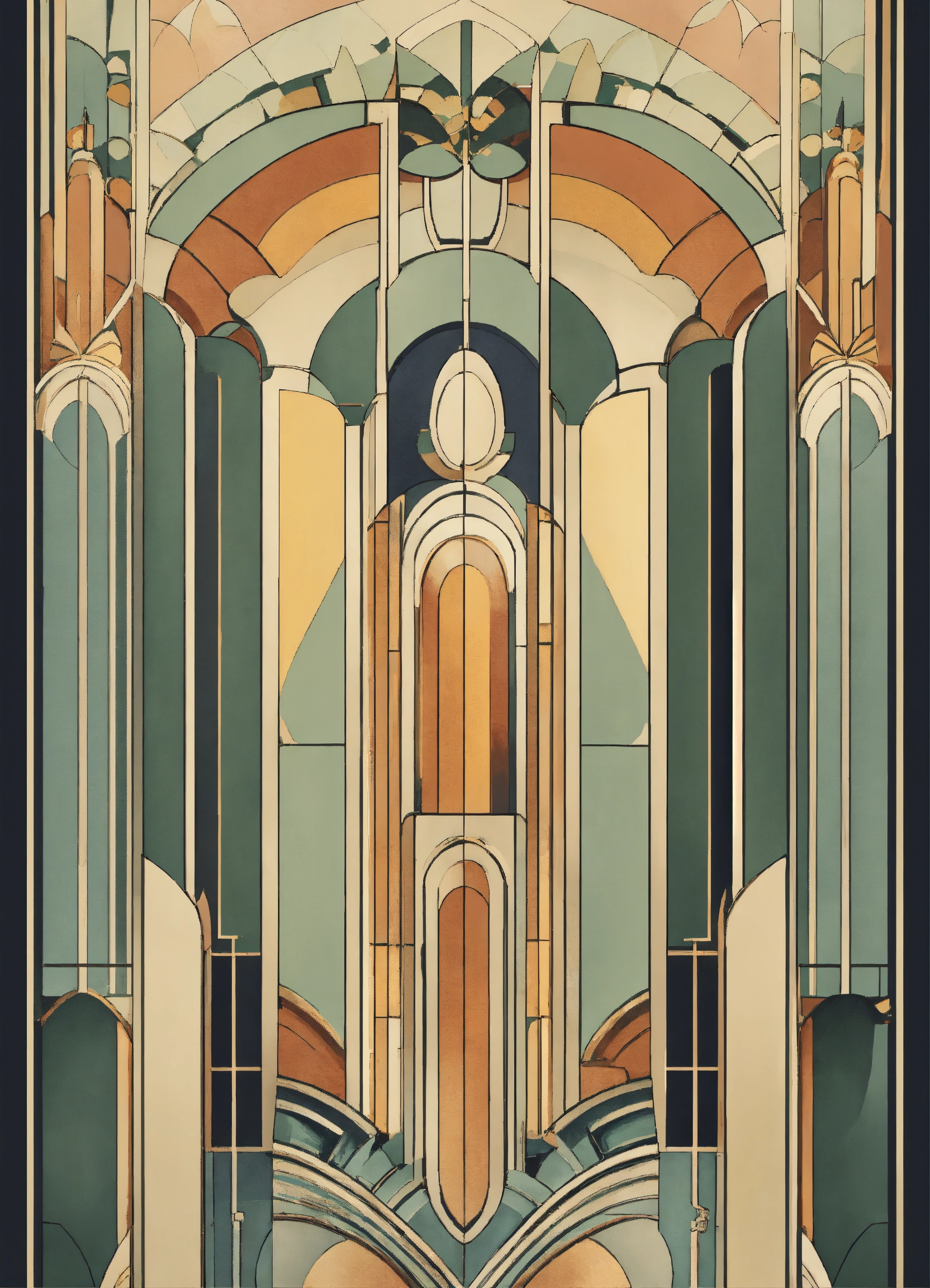 Lexica - Art Deco design, vintage muted color