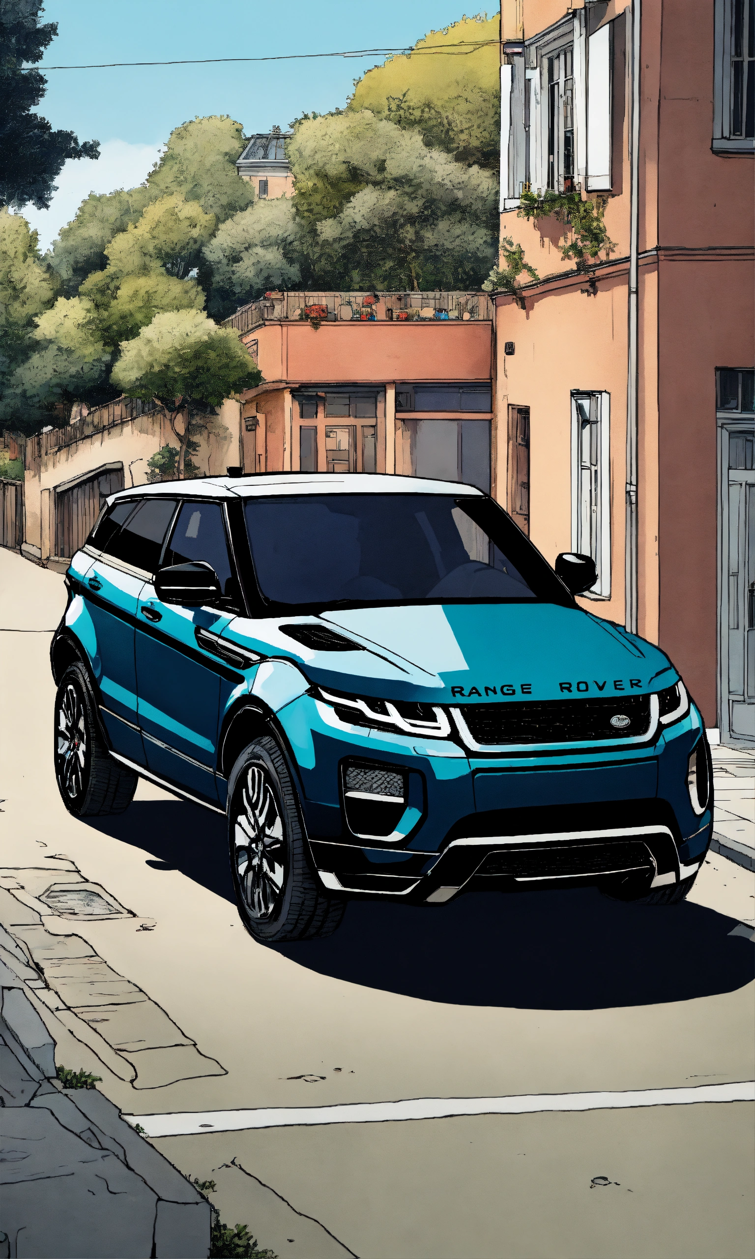 Lexica - Detailed pen and ink illustration of Range Rover Evoque 2022 ...
