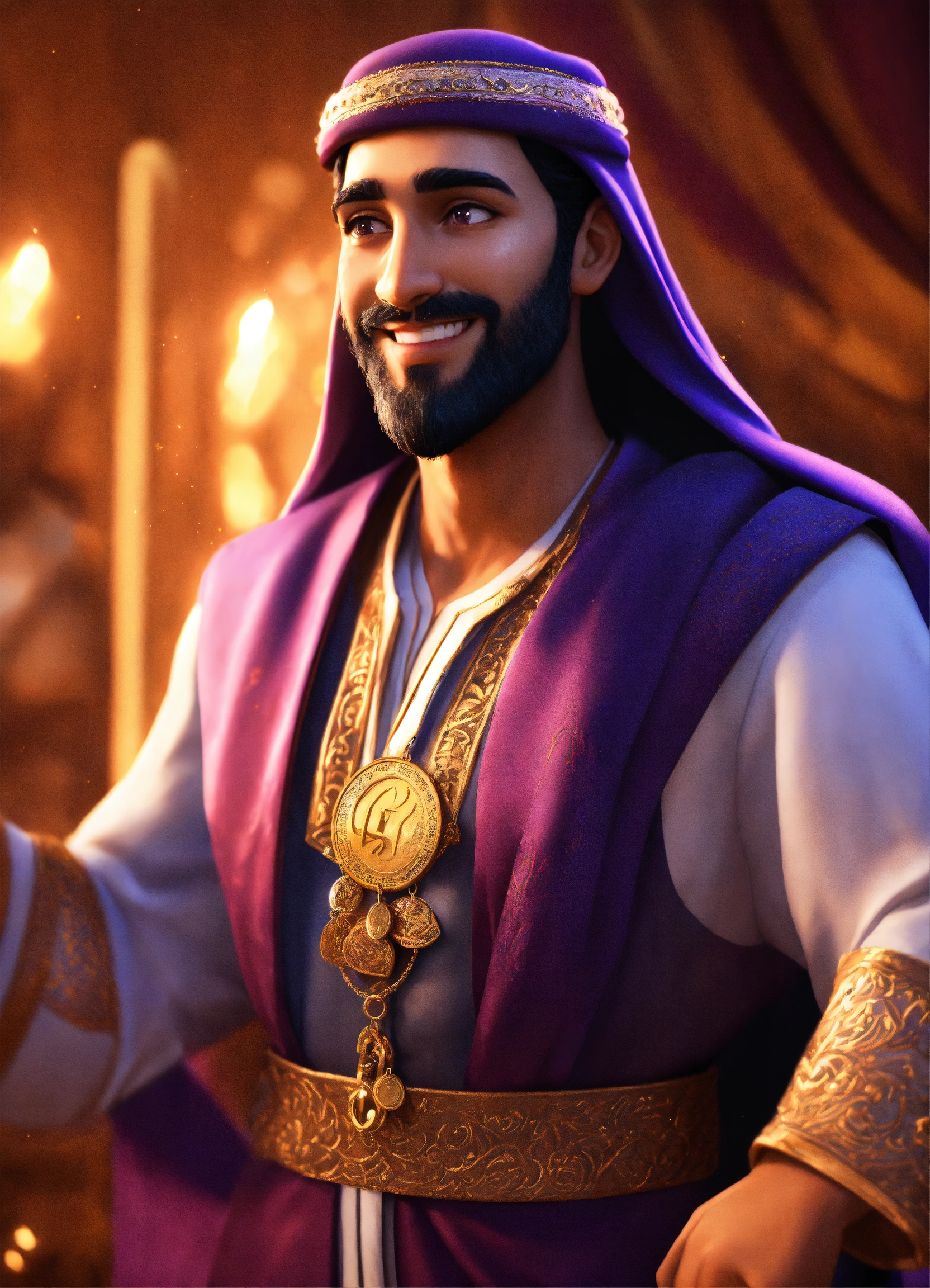 Lexica - Create a 3D rendering of a wealthy Arab male sheikh from Dubai ...